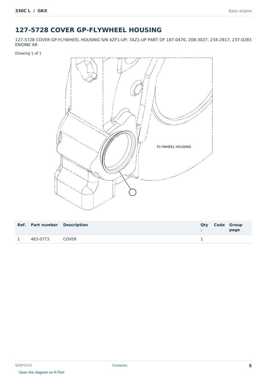 Caterpillar 330C L S/N GKX Partsbook SEBP3152 (English) - sample page 5 of 10 Caterpillar 330C L S/N GKX Partsbook SEBP3152 (English) - sample page 5 of 10