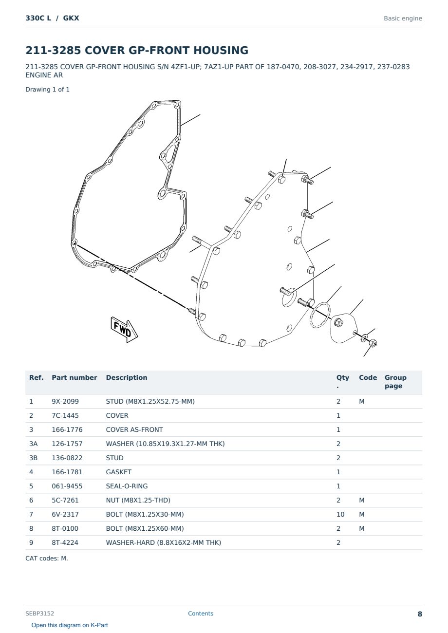 Caterpillar 330C L S/N GKX Partsbook SEBP3152 (English) - sample page 8 of 10 Caterpillar 330C L S/N GKX Partsbook SEBP3152 (English) - sample page 8 of 10