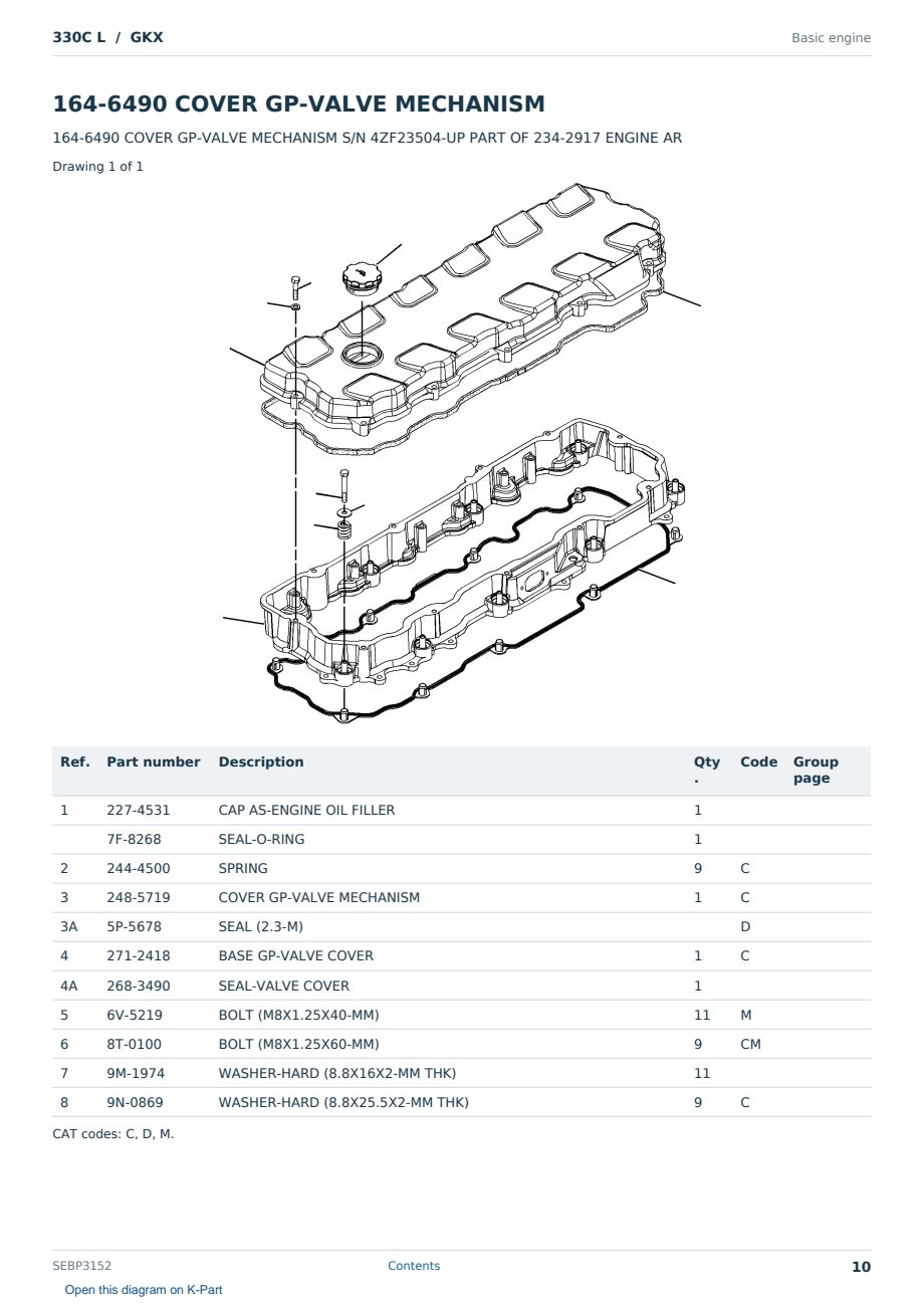 Caterpillar 330C L S/N GKX Partsbook SEBP3152 (English) - sample page 10 of 10 Caterpillar 330C L S/N GKX Partsbook SEBP3152 (English) - sample page 10 of 10