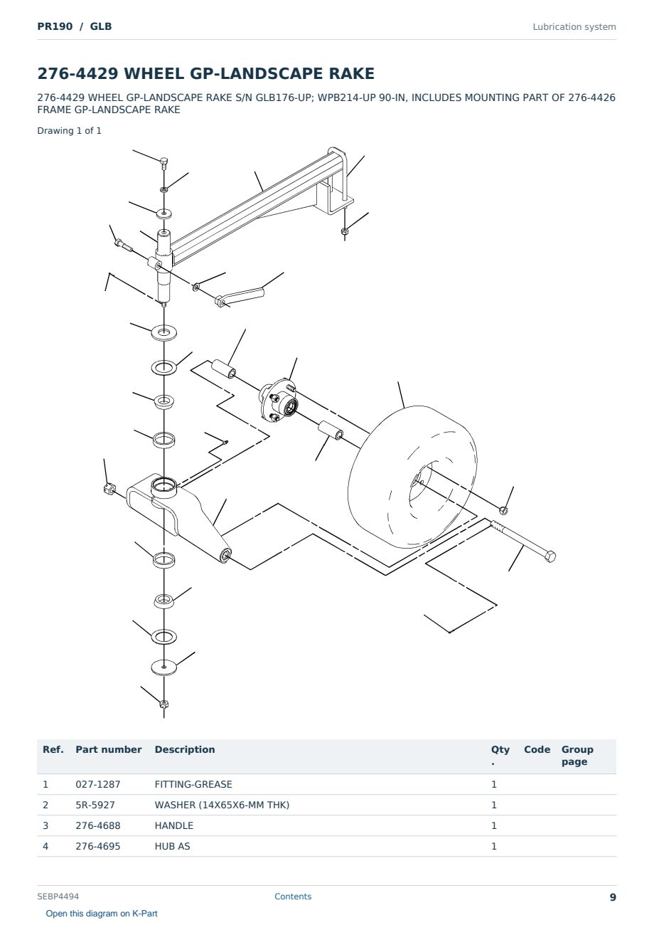 Caterpillar PR190 S/N GLB Partsbook SEBP4494 (English) - sample page 9 of 10 Caterpillar PR190 S/N GLB Partsbook SEBP4494 (English) - sample page 9 of 10