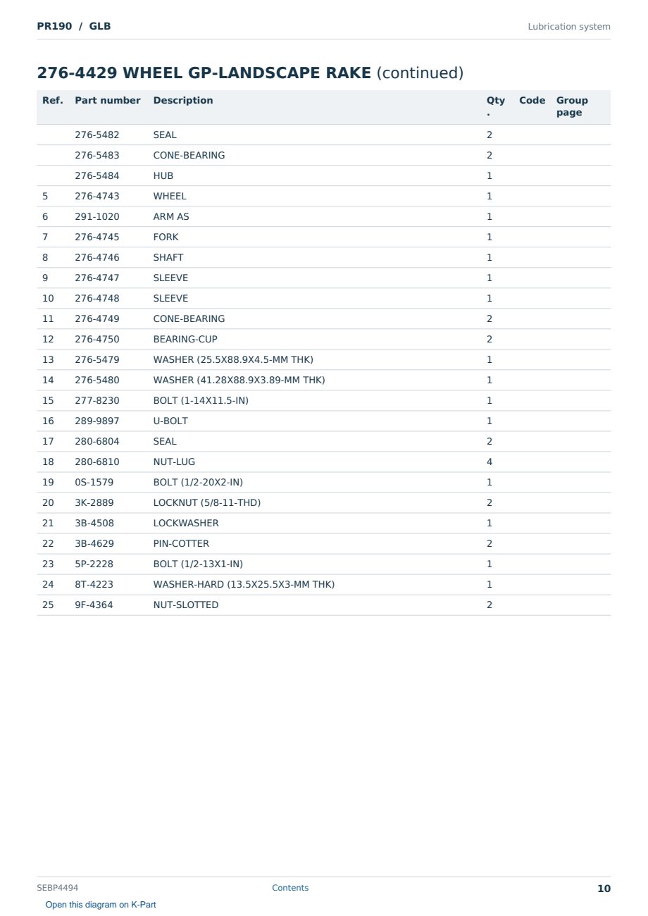 Caterpillar PR190 S/N GLB Partsbook SEBP4494 (English) - sample page 10 of 10 Caterpillar PR190 S/N GLB Partsbook SEBP4494 (English) - sample page 10 of 10