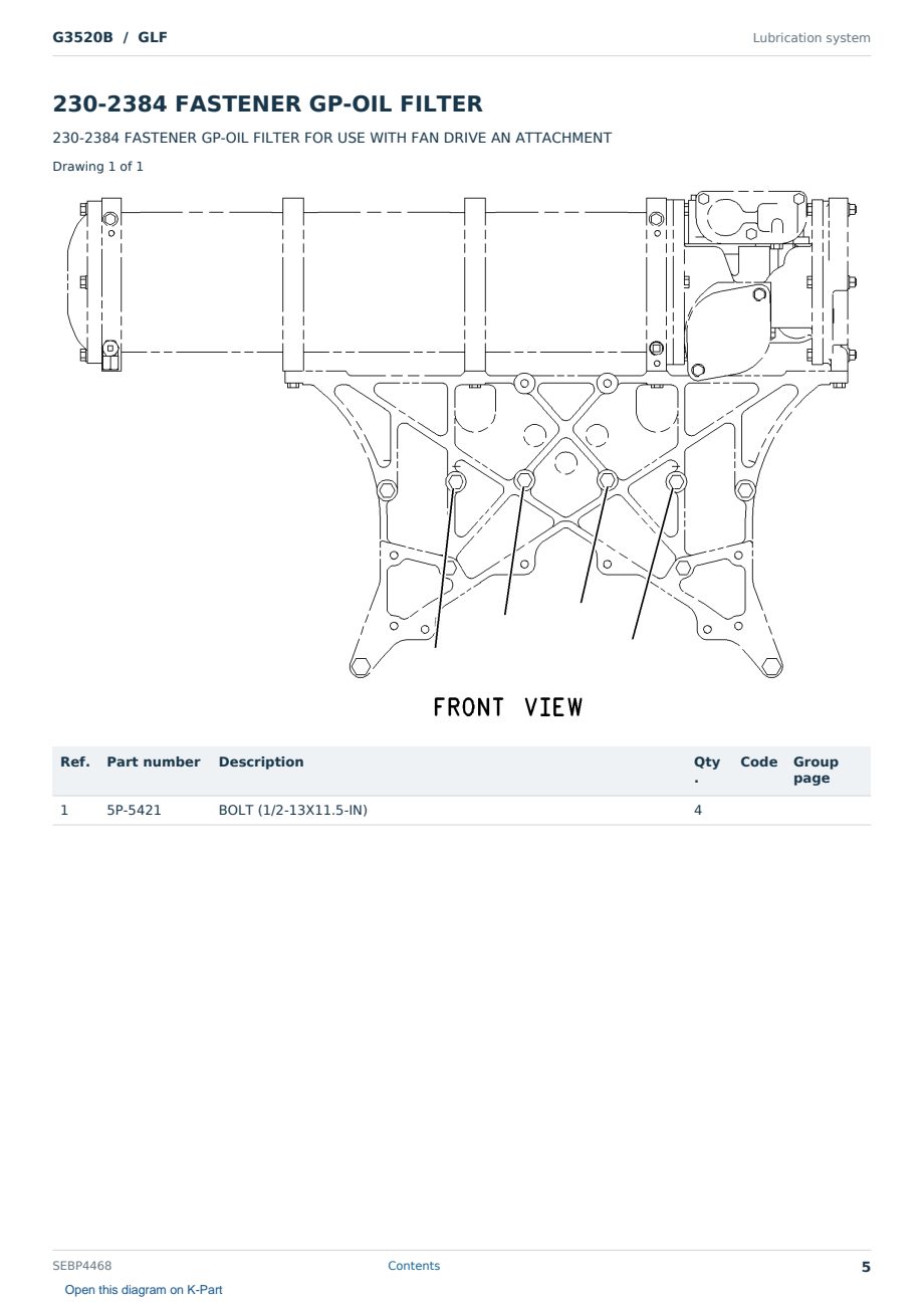 Caterpillar G3520B S/N GLF Partsbook SEBP4468 (English) - sample page 5 of 10 Caterpillar G3520B S/N GLF Partsbook SEBP4468 (English) - sample page 5 of 10