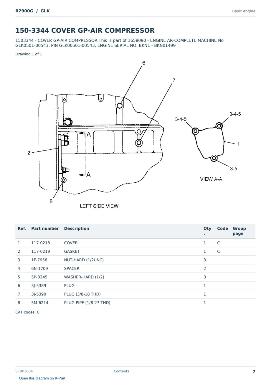Caterpillar R2900G S/N GLK Partsbook SEBP3604 (English) - sample page 7 of 10 Caterpillar R2900G S/N GLK Partsbook SEBP3604 (English) - sample page 7 of 10