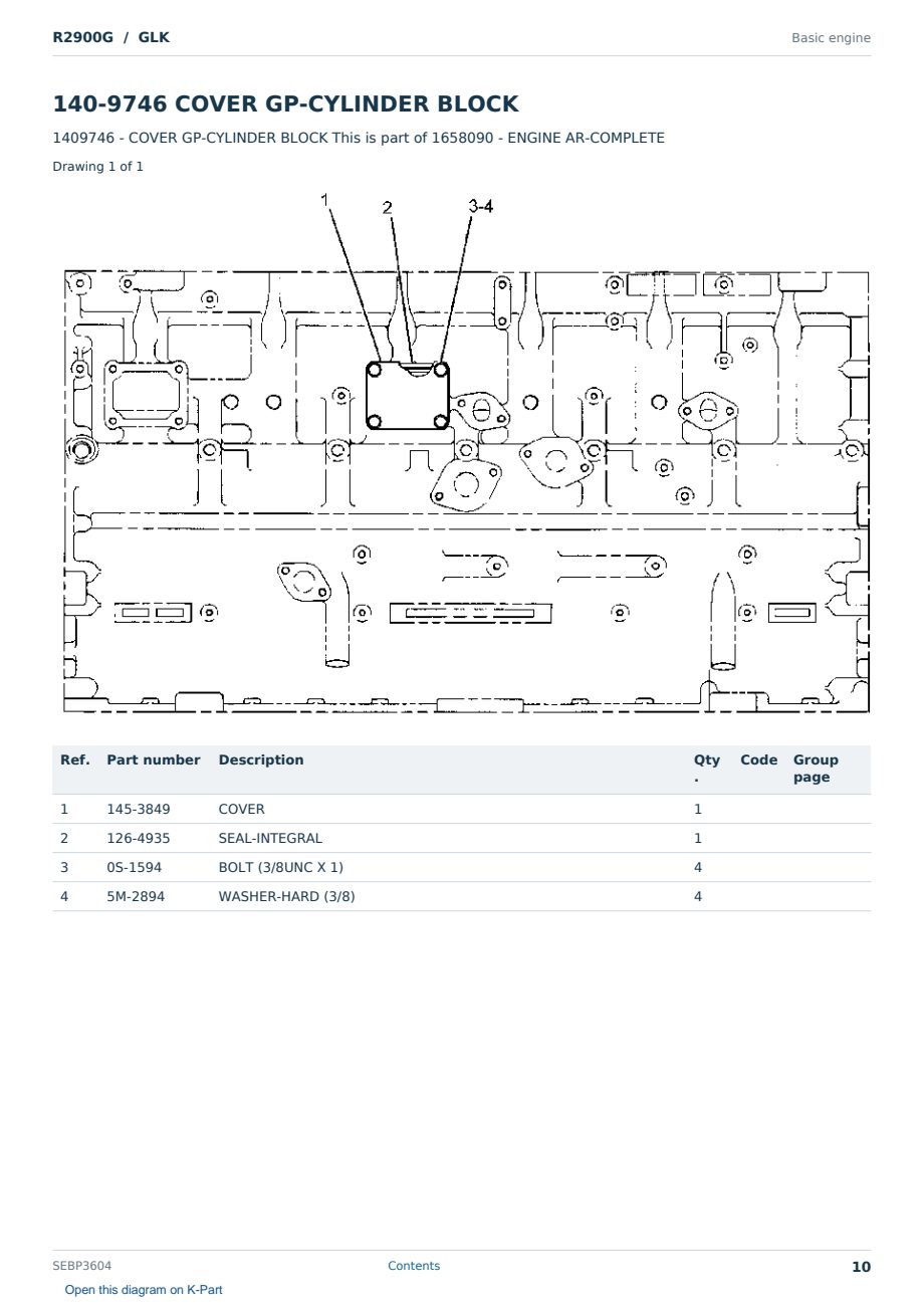 Caterpillar R2900G S/N GLK Partsbook SEBP3604 (English) - sample page 10 of 10 Caterpillar R2900G S/N GLK Partsbook SEBP3604 (English) - sample page 10 of 10