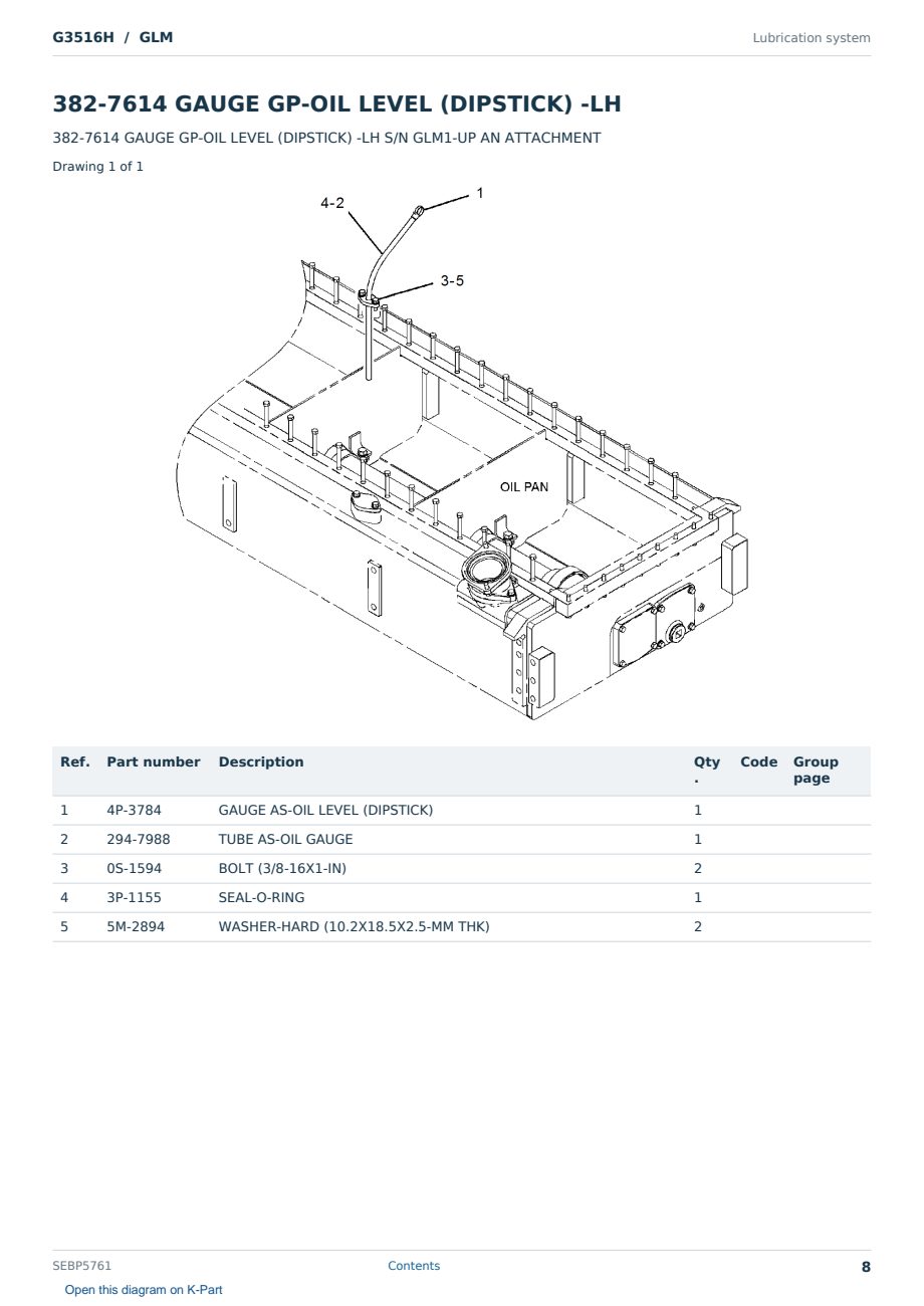 Caterpillar G3516H S/N GLM Partsbook SEBP5761 (English) - sample page 8 of 10 Caterpillar G3516H S/N GLM Partsbook SEBP5761 (English) - sample page 8 of 10