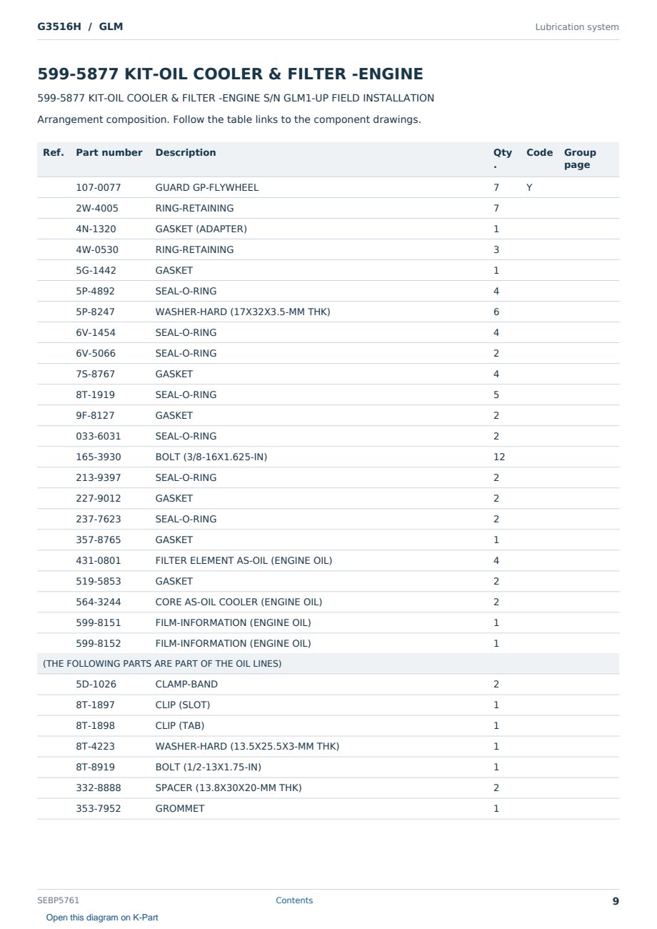 Caterpillar G3516H S/N GLM Partsbook SEBP5761 (English) - sample page 9 of 10 Caterpillar G3516H S/N GLM Partsbook SEBP5761 (English) - sample page 9 of 10