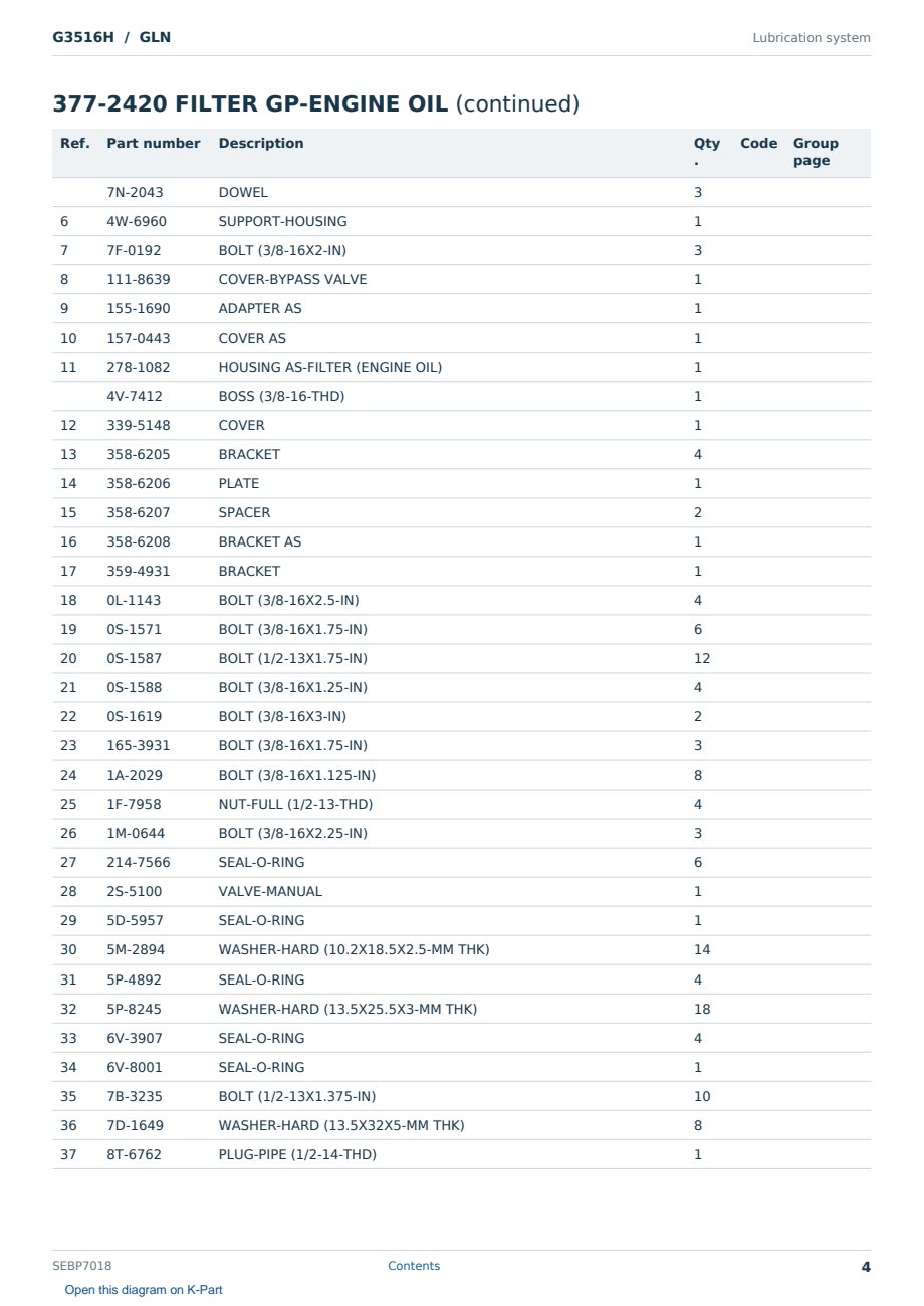 Caterpillar G3516H S/N GLN Partsbook SEBP7018 (English) - sample page 4 of 10 Caterpillar G3516H S/N GLN Partsbook SEBP7018 (English) - sample page 4 of 10