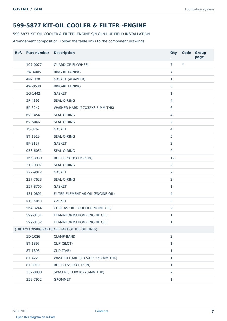 Caterpillar G3516H S/N GLN Partsbook SEBP7018 (English) - sample page 7 of 10 Caterpillar G3516H S/N GLN Partsbook SEBP7018 (English) - sample page 7 of 10