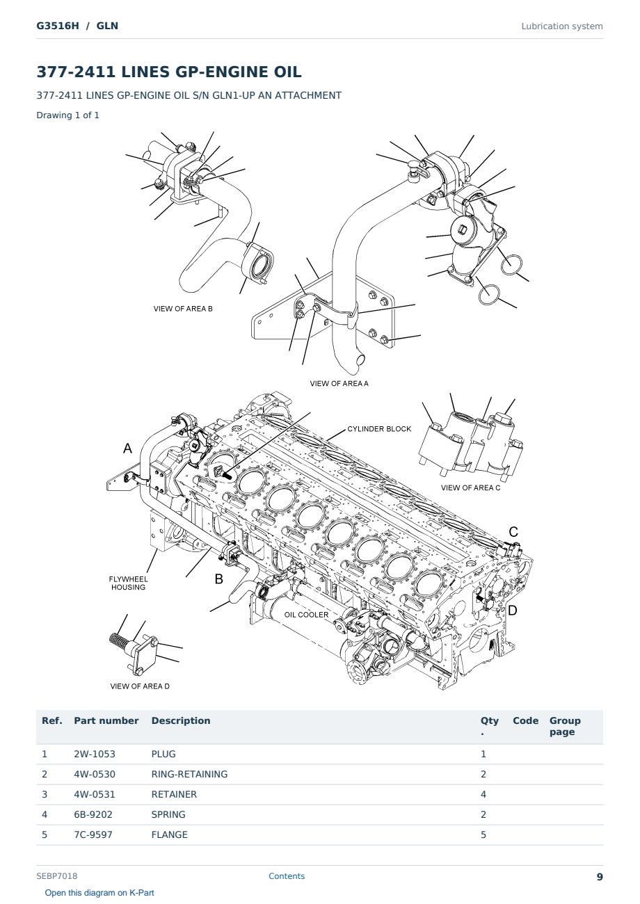 Caterpillar G3516H S/N GLN Partsbook SEBP7018 (English) - sample page 9 of 10 Caterpillar G3516H S/N GLN Partsbook SEBP7018 (English) - sample page 9 of 10