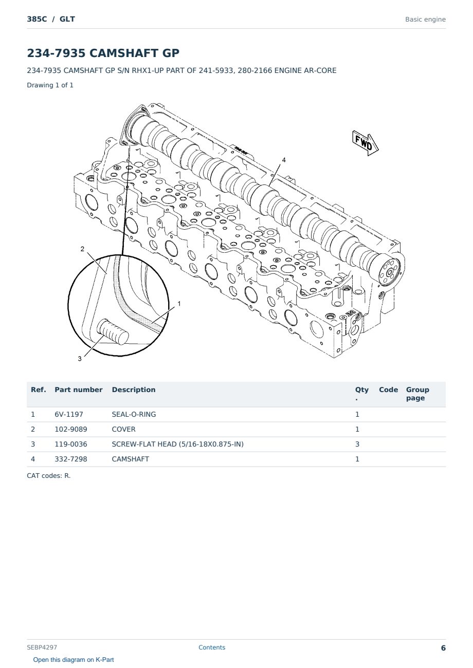 Caterpillar 385C S/N GLT Partsbook SEBP4297 (English) - sample page 6 of 10 Caterpillar 385C S/N GLT Partsbook SEBP4297 (English) - sample page 6 of 10