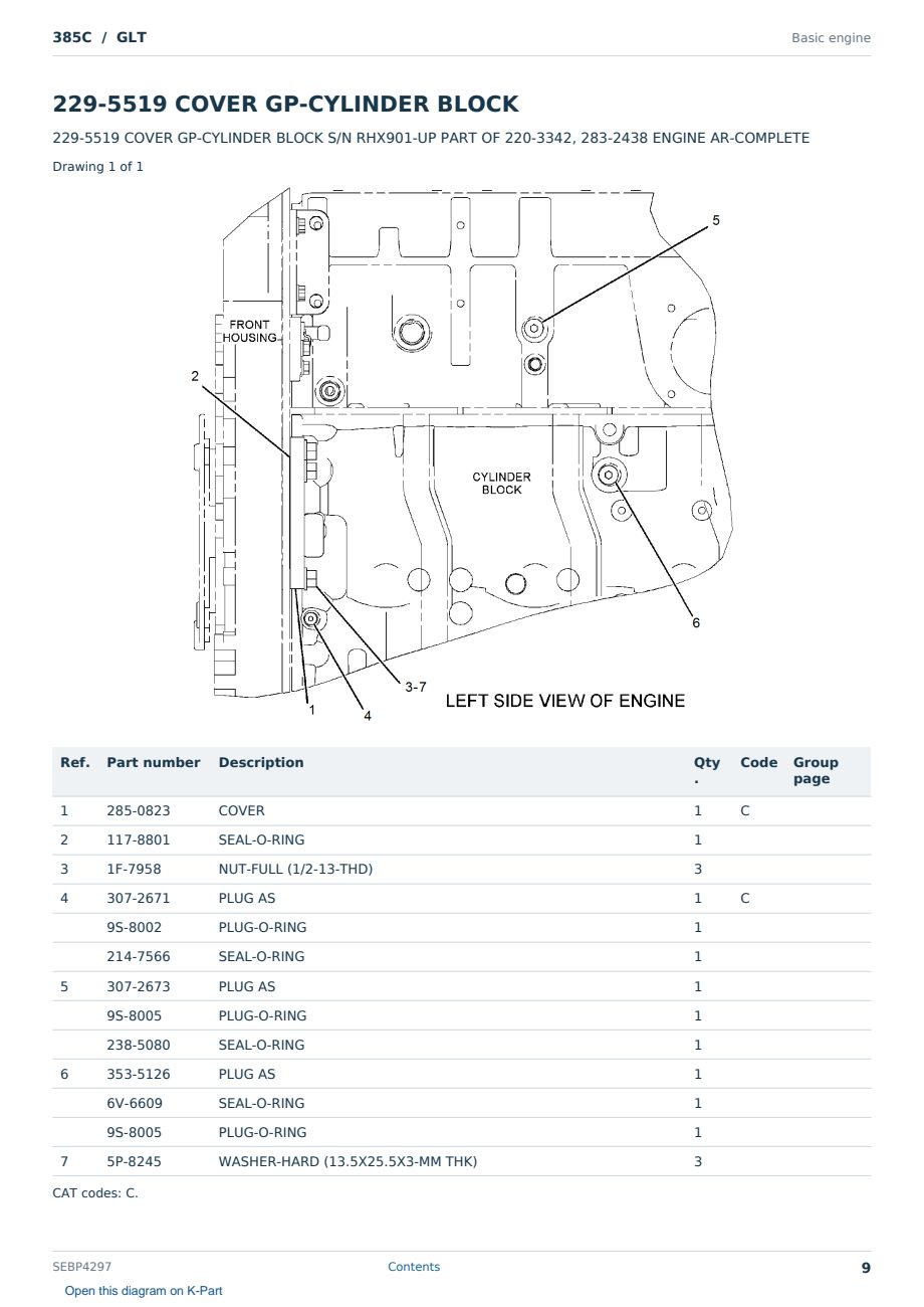 Caterpillar 385C S/N GLT Partsbook SEBP4297 (English) - sample page 9 of 10 Caterpillar 385C S/N GLT Partsbook SEBP4297 (English) - sample page 9 of 10