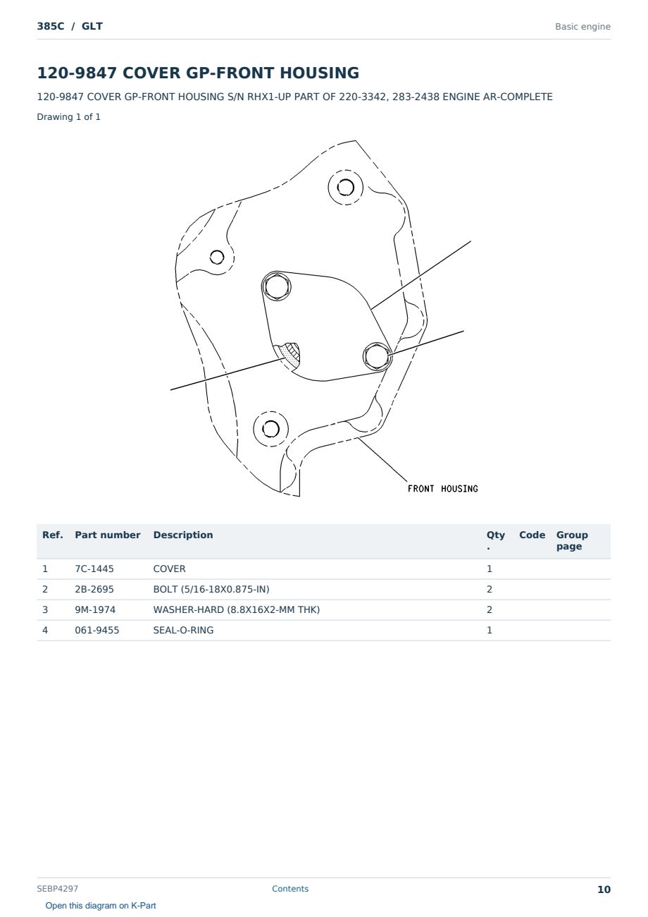 Caterpillar 385C S/N GLT Partsbook SEBP4297 (English) - sample page 10 of 10 Caterpillar 385C S/N GLT Partsbook SEBP4297 (English) - sample page 10 of 10