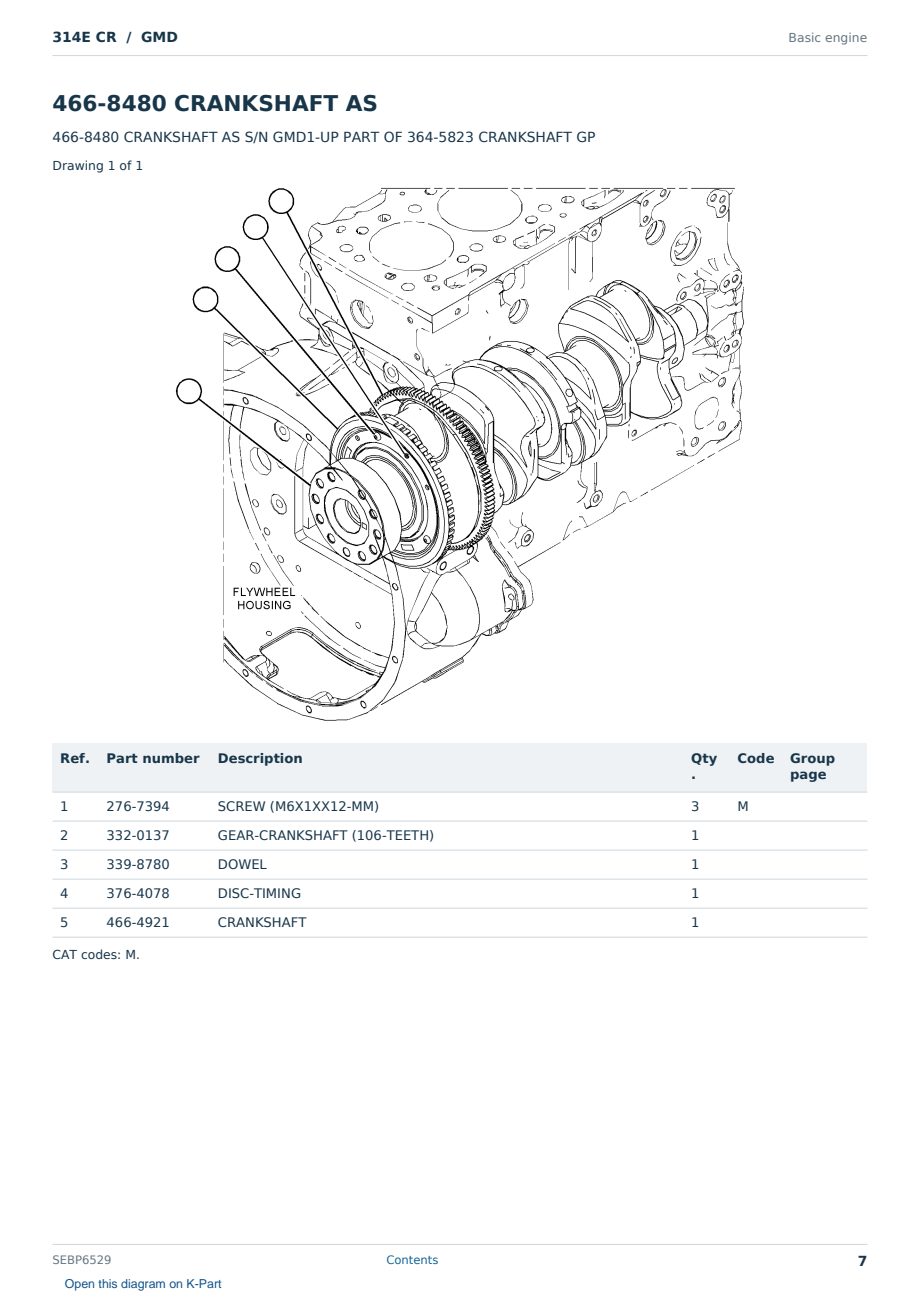 Caterpillar 314E CR S/N GMD Partsbook SEBP6529 (English) - sample page 7 of 10 Caterpillar 314E CR S/N GMD Partsbook SEBP6529 (English) - sample page 7 of 10