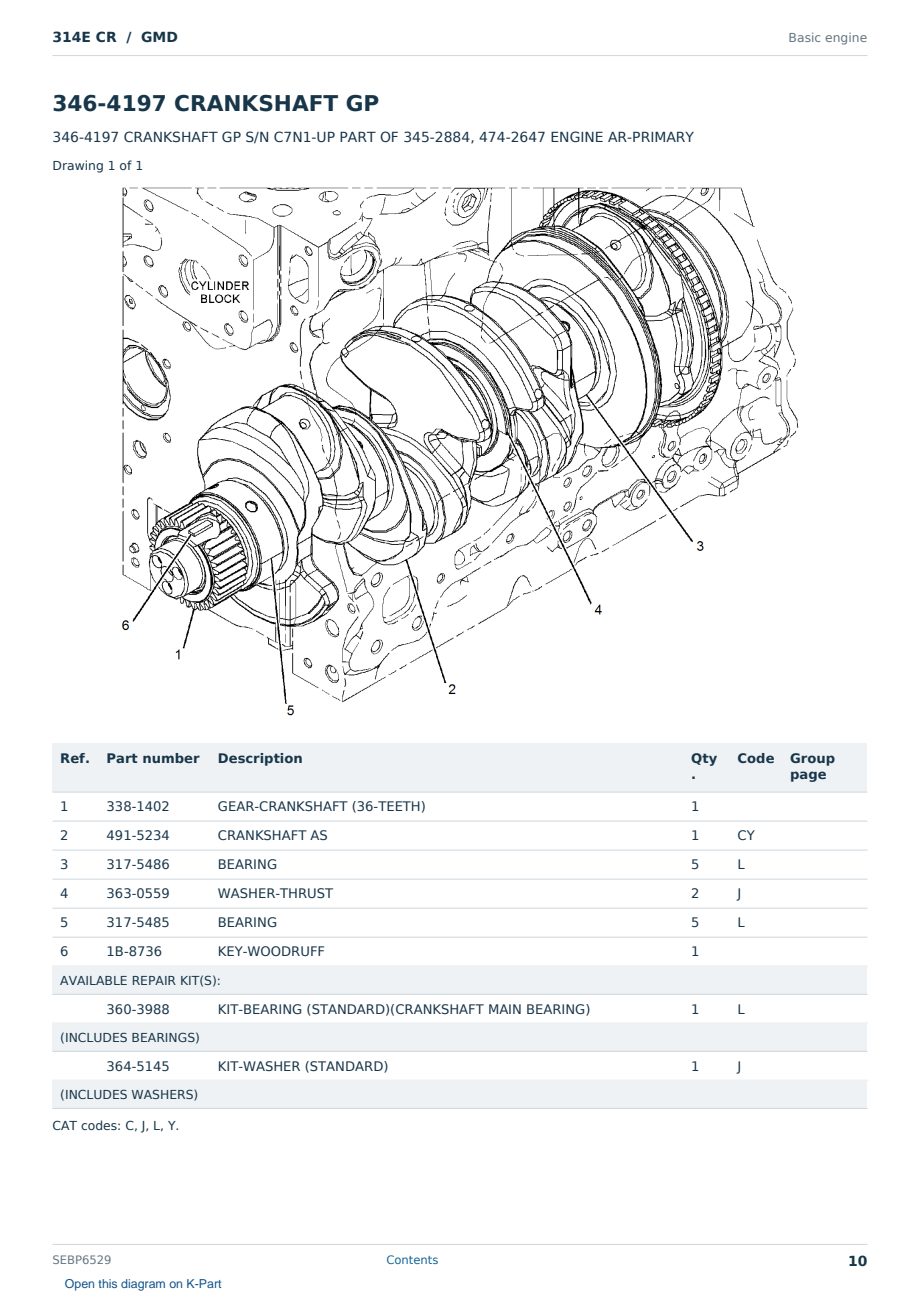 Caterpillar 314E CR S/N GMD Partsbook SEBP6529 (English) - sample page 10 of 10 Caterpillar 314E CR S/N GMD Partsbook SEBP6529 (English) - sample page 10 of 10