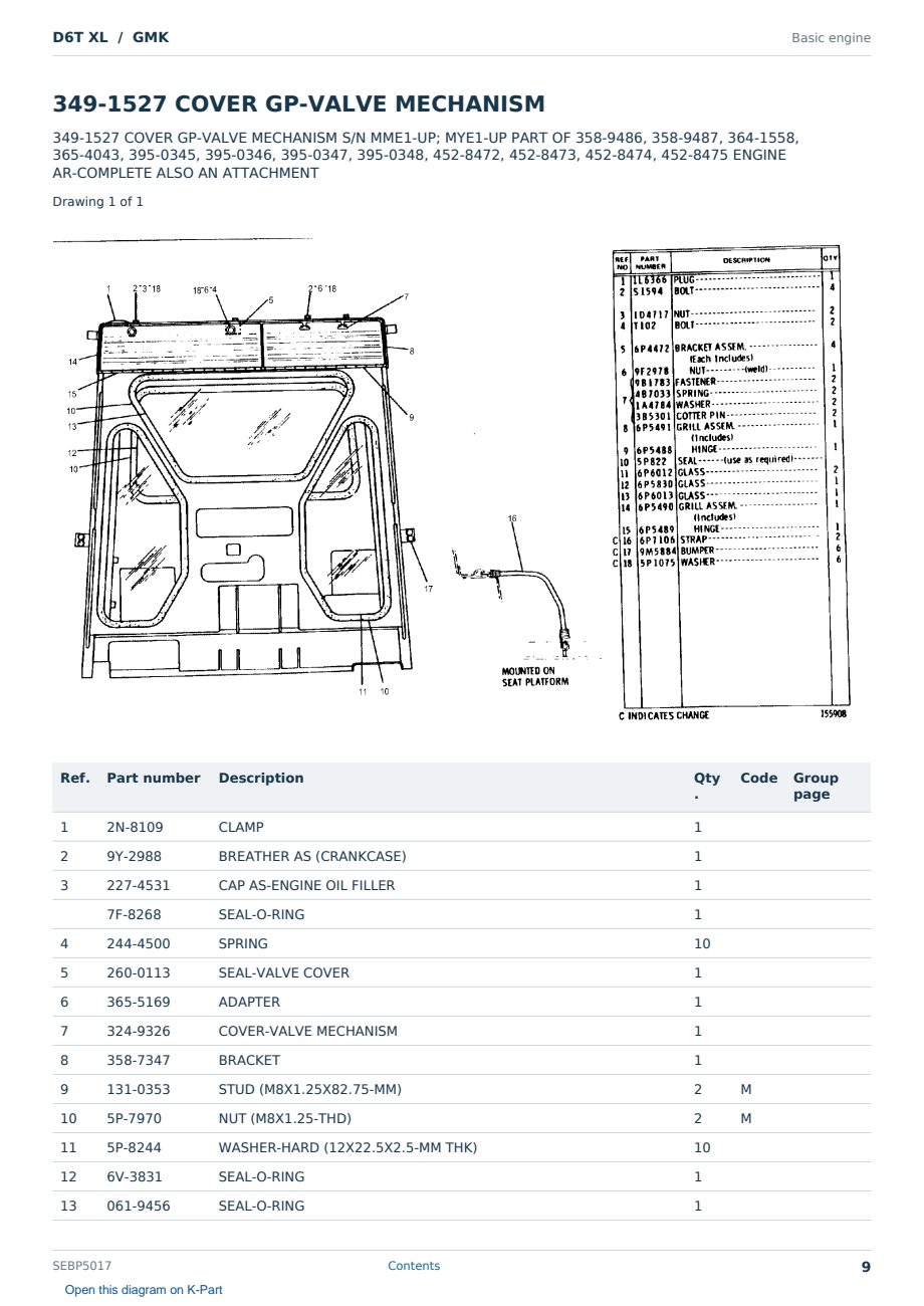 Caterpillar D6T XL S/N GMK Partsbook SEBP5017 (English) - sample page 9 of 10 Caterpillar D6T XL S/N GMK Partsbook SEBP5017 (English) - sample page 9 of 10