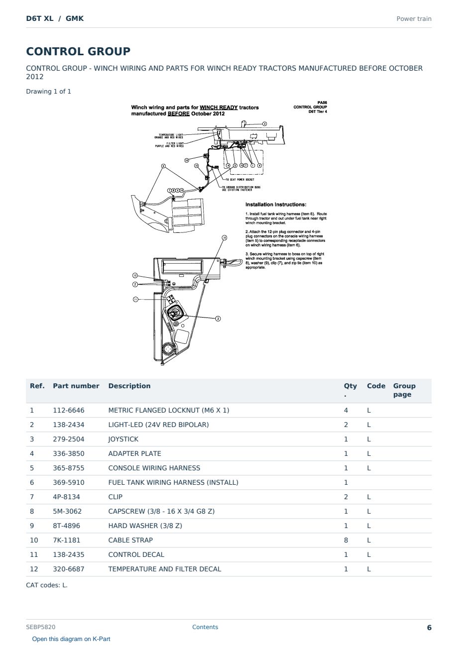 Caterpillar D6T XL S/N GMK Partsbook SEBP5820 (English) - sample page 6 of 10 Caterpillar D6T XL S/N GMK Partsbook SEBP5820 (English) - sample page 6 of 10