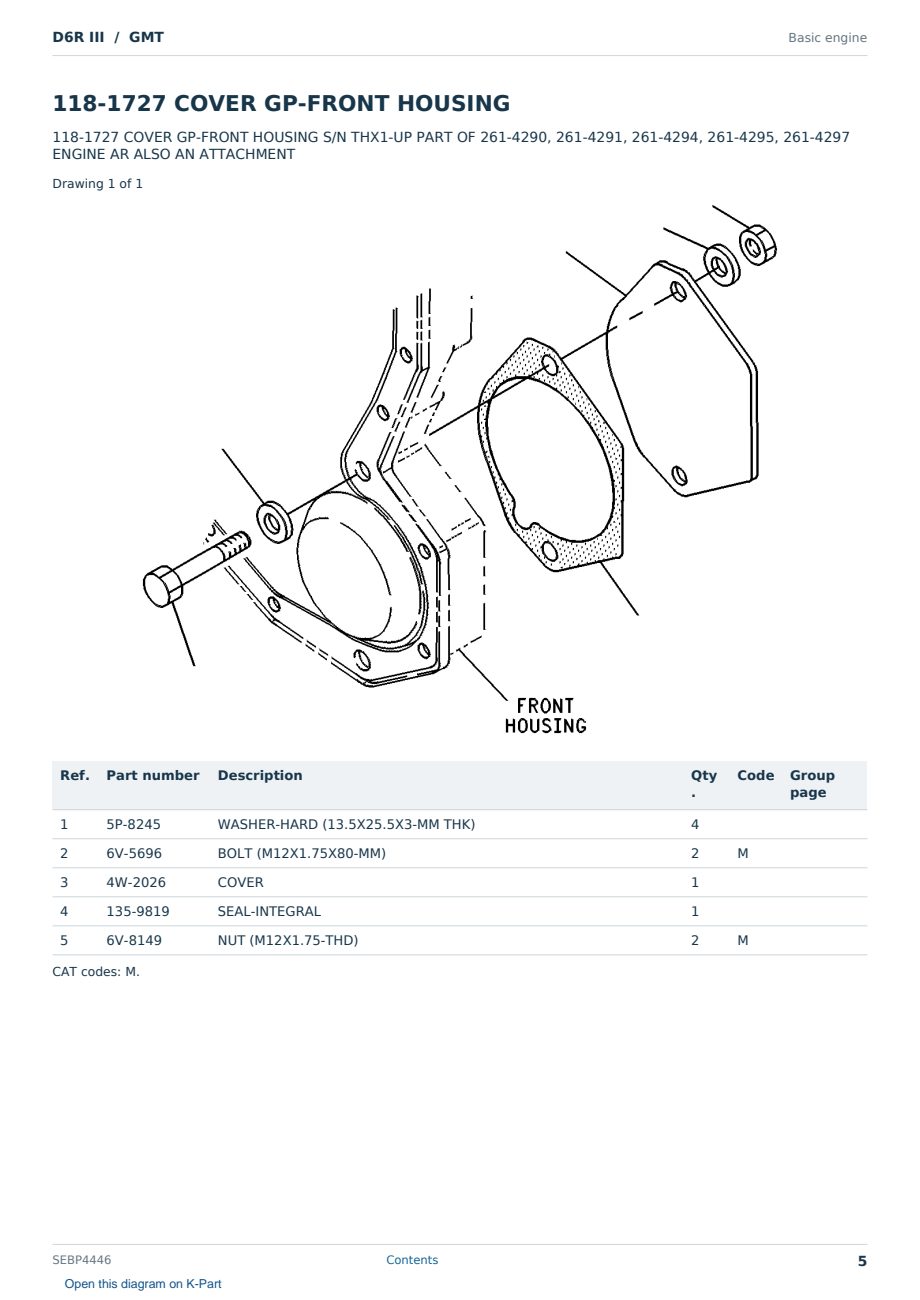 Caterpillar D6R III S/N GMT Partsbook SEBP4446 (English) - sample page 5 of 10 Caterpillar D6R III S/N GMT Partsbook SEBP4446 (English) - sample page 5 of 10