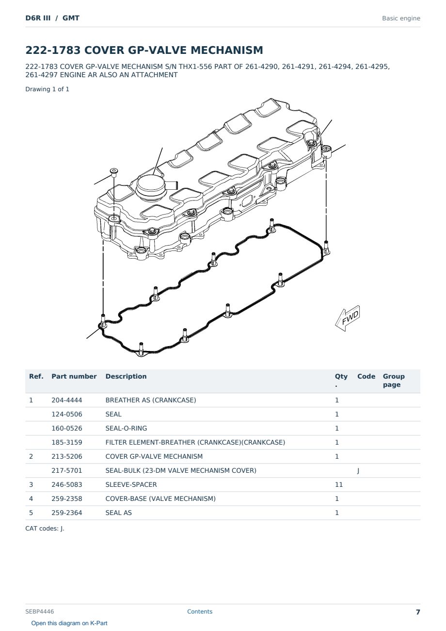 Caterpillar D6R III S/N GMT Partsbook SEBP4446 (English) - sample page 7 of 10 Caterpillar D6R III S/N GMT Partsbook SEBP4446 (English) - sample page 7 of 10