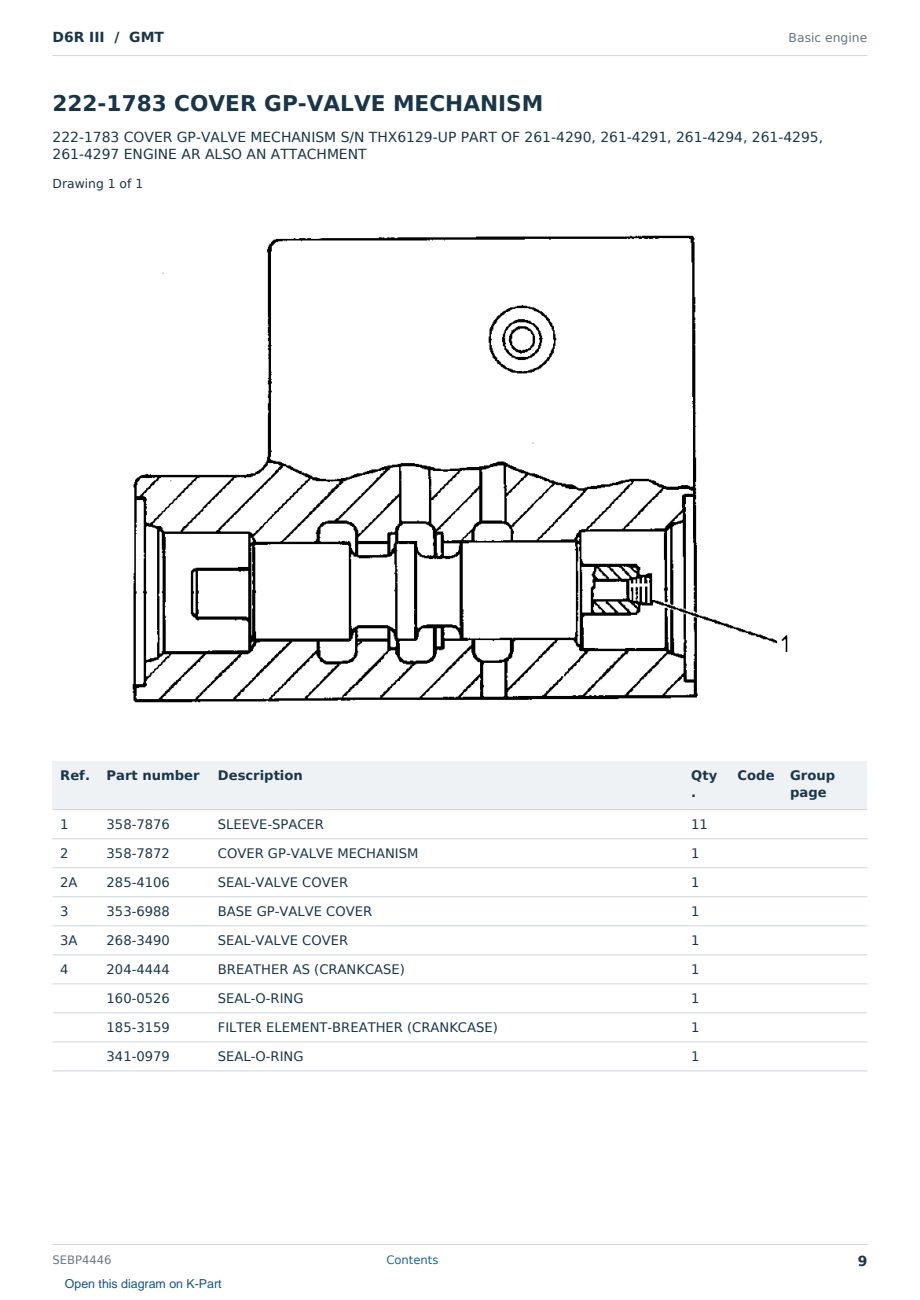 Caterpillar D6R III S/N GMT Partsbook SEBP4446 (English) - sample page 9 of 10 Caterpillar D6R III S/N GMT Partsbook SEBP4446 (English) - sample page 9 of 10