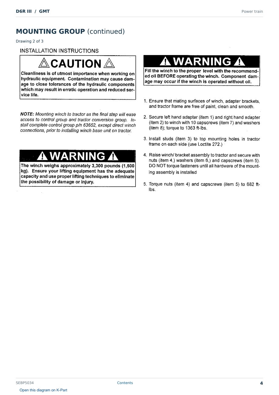 Caterpillar D6R III S/N GMT Partsbook SEBP5034 (English) - sample page 4 of 10 Caterpillar D6R III S/N GMT Partsbook SEBP5034 (English) - sample page 4 of 10