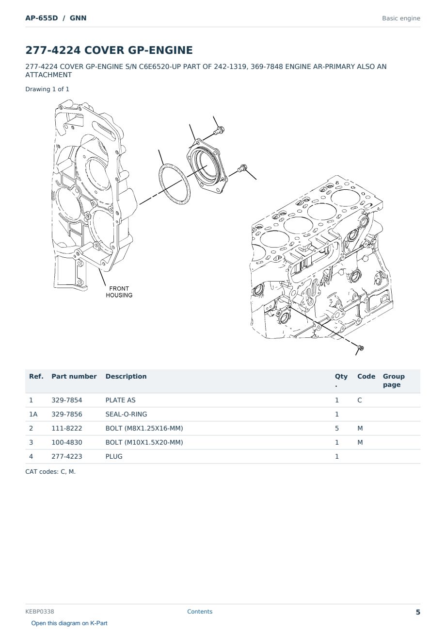 Caterpillar AP-655D S/N GNN Partsbook KEBP0338 (English) - sample page 5 of 10 Caterpillar AP-655D S/N GNN Partsbook KEBP0338 (English) - sample page 5 of 10