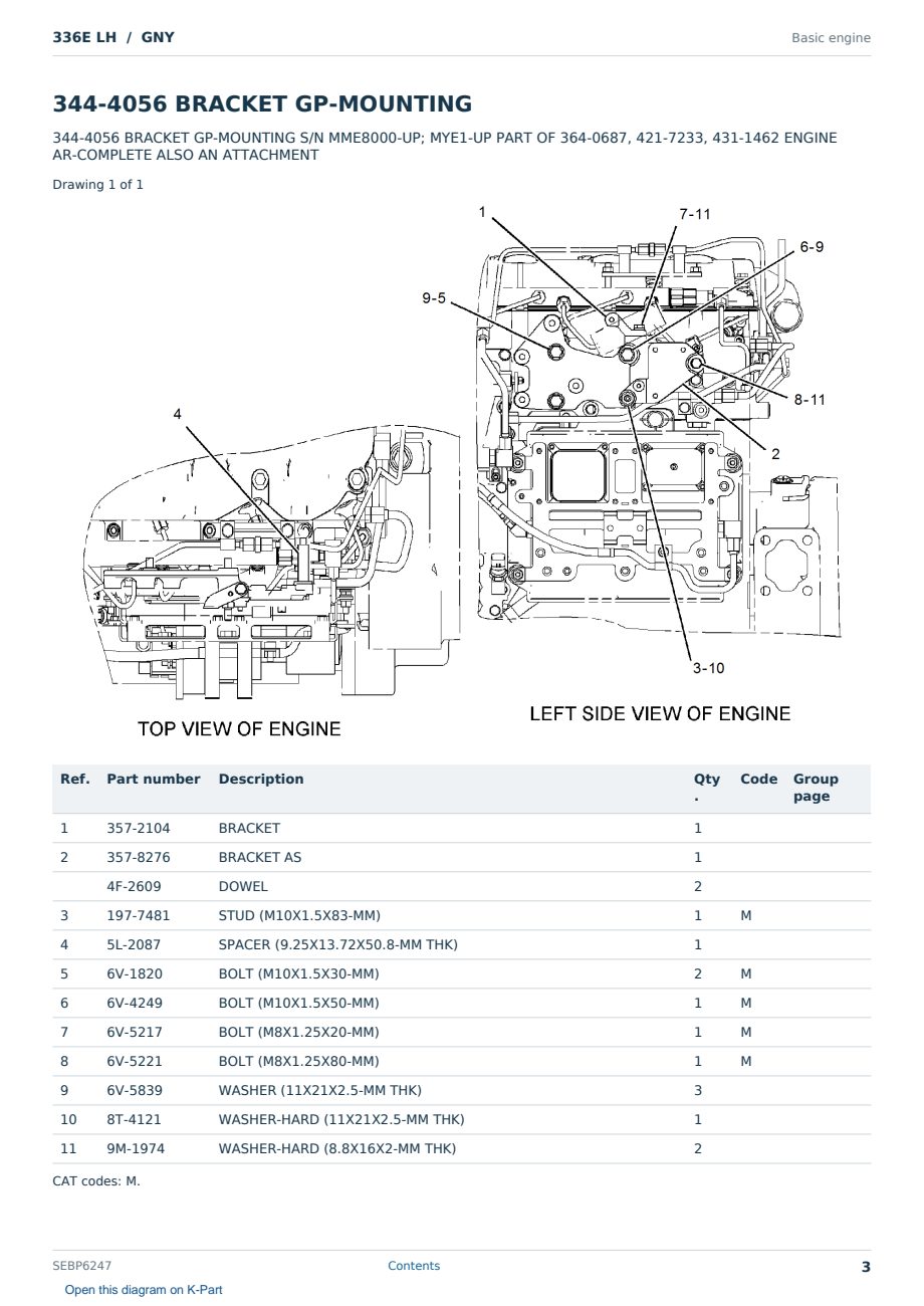 Caterpillar 336E LH S/N GNY Partsbook SEBP6247 (English) - sample page 3 of 10 Caterpillar 336E LH S/N GNY Partsbook SEBP6247 (English) - sample page 3 of 10