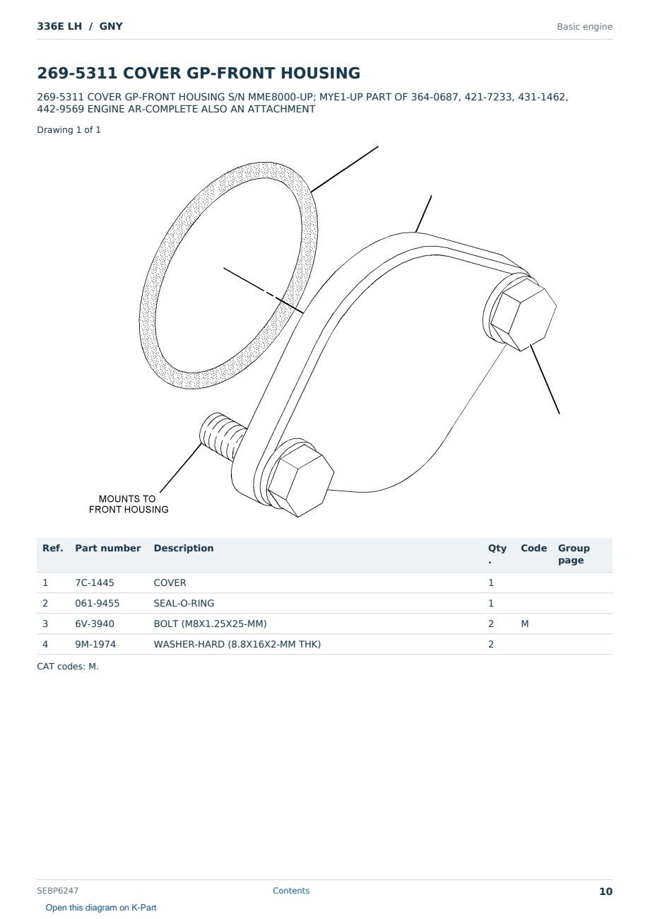 Caterpillar 336E LH S/N GNY Partsbook SEBP6247 (English) - sample page 10 of 10 Caterpillar 336E LH S/N GNY Partsbook SEBP6247 (English) - sample page 10 of 10