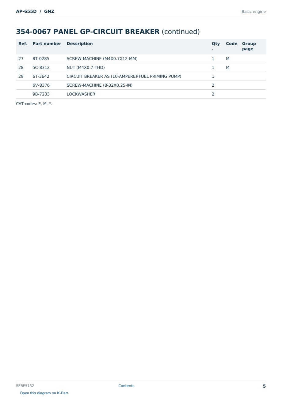 Caterpillar AP-655D S/N GNZ Partsbook SEBP5152 (English) - sample page 5 of 10 Caterpillar AP-655D S/N GNZ Partsbook SEBP5152 (English) - sample page 5 of 10