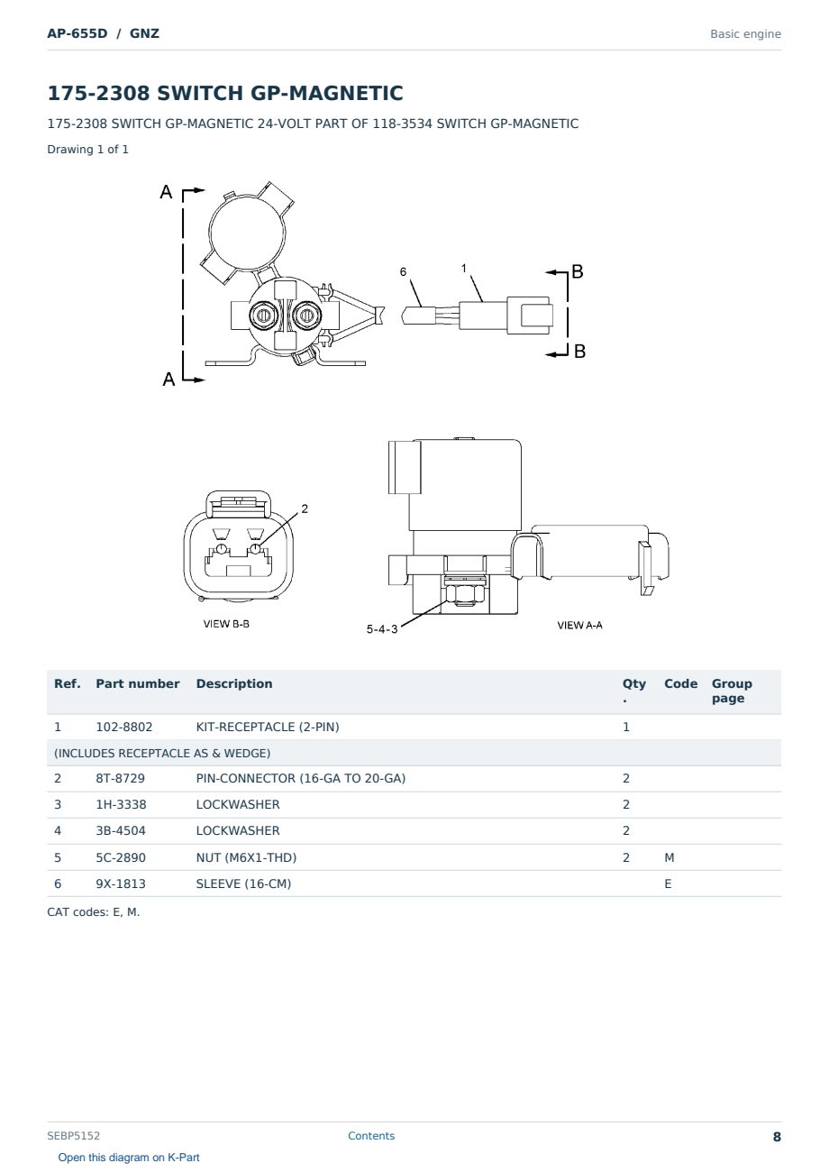 Caterpillar AP-655D S/N GNZ Partsbook SEBP5152 (English) - sample page 8 of 10 Caterpillar AP-655D S/N GNZ Partsbook SEBP5152 (English) - sample page 8 of 10