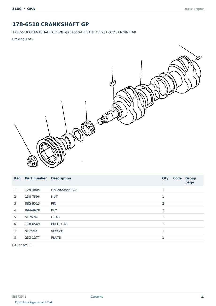 Caterpillar 318C S/N GPA Partsbook SEBP3541 (English) - sample page 4 of 10 Caterpillar 318C S/N GPA Partsbook SEBP3541 (English) - sample page 4 of 10