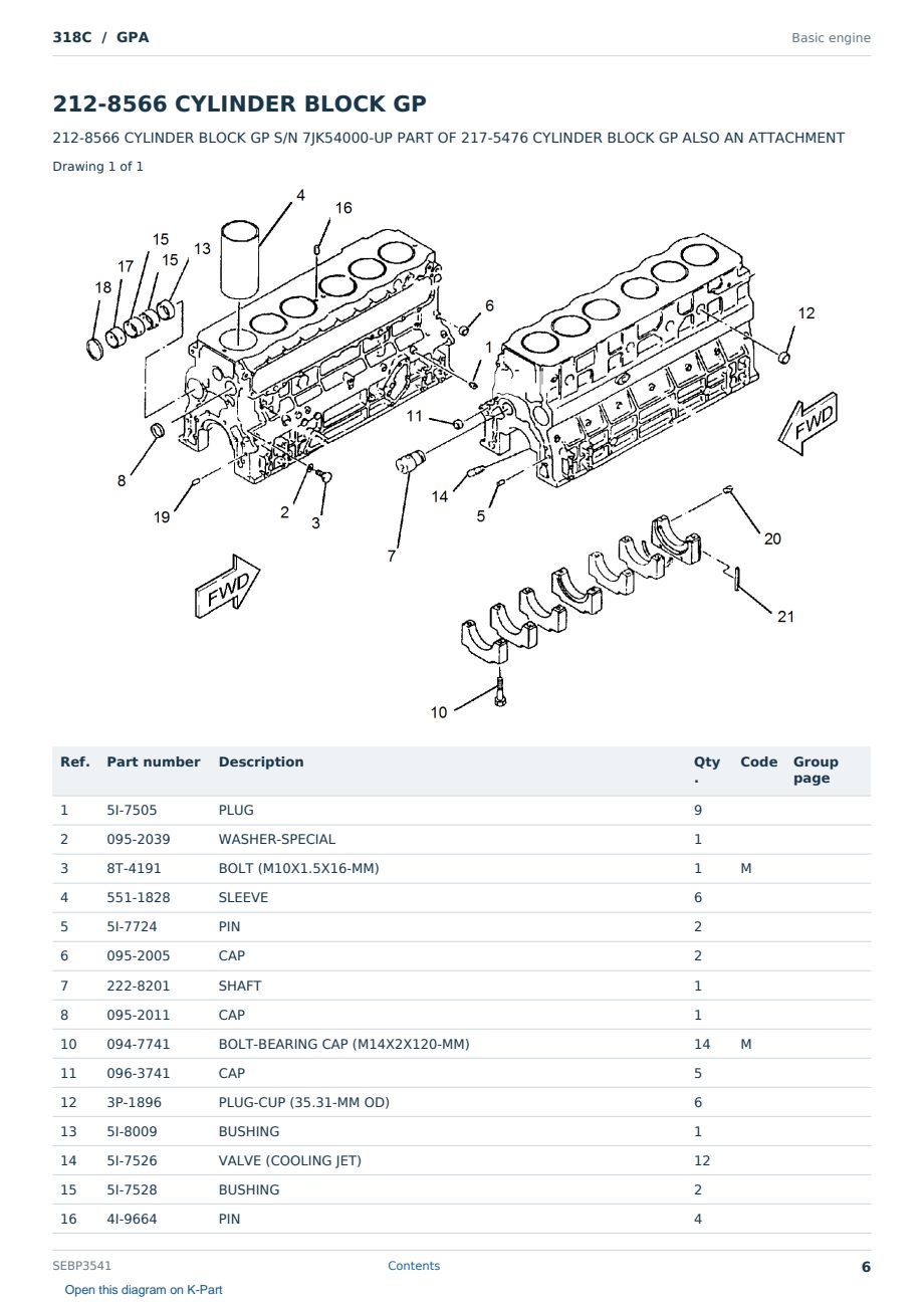 Caterpillar 318C S/N GPA Partsbook SEBP3541 (English) - sample page 6 of 10 Caterpillar 318C S/N GPA Partsbook SEBP3541 (English) - sample page 6 of 10