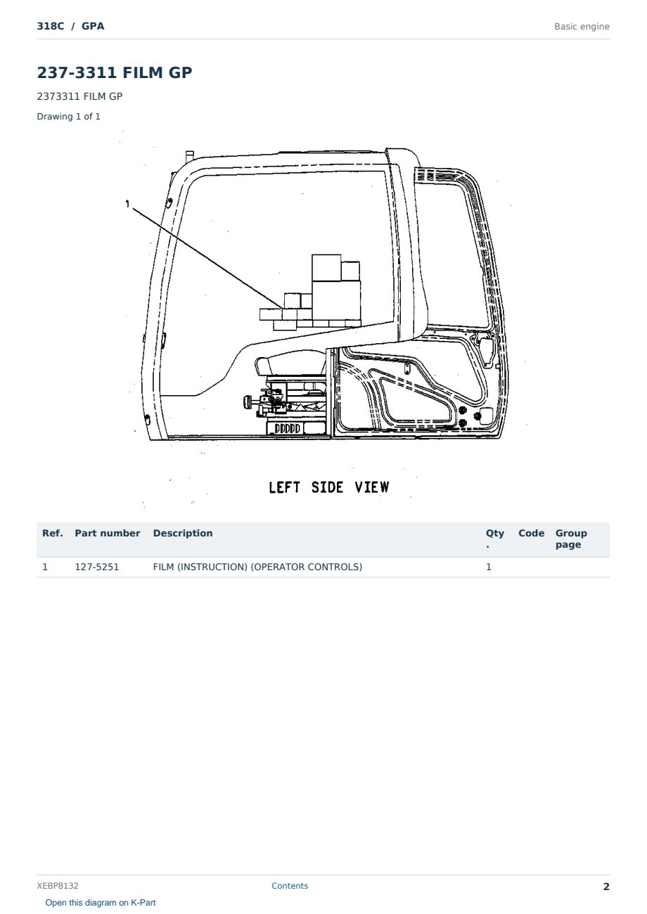 Caterpillar 318C S/N GPA Partsbook XEBP8132 (English) - sample page 2 of 8 Caterpillar 318C S/N GPA Partsbook XEBP8132 (English) - sample page 2 of 8