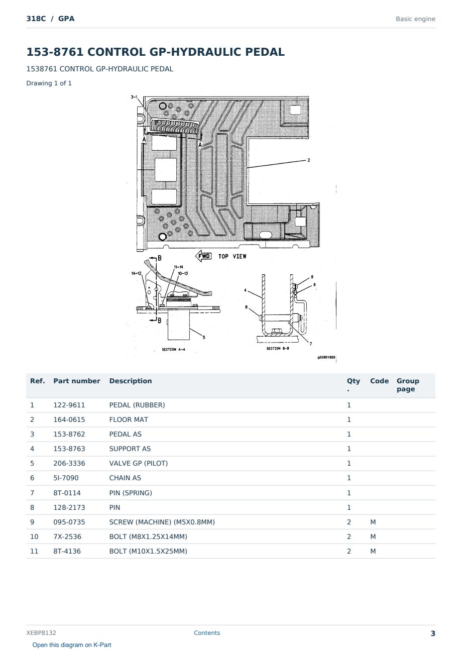 Caterpillar 318C S/N GPA Partsbook XEBP8132 (English) - sample page 3 of 8 Caterpillar 318C S/N GPA Partsbook XEBP8132 (English) - sample page 3 of 8