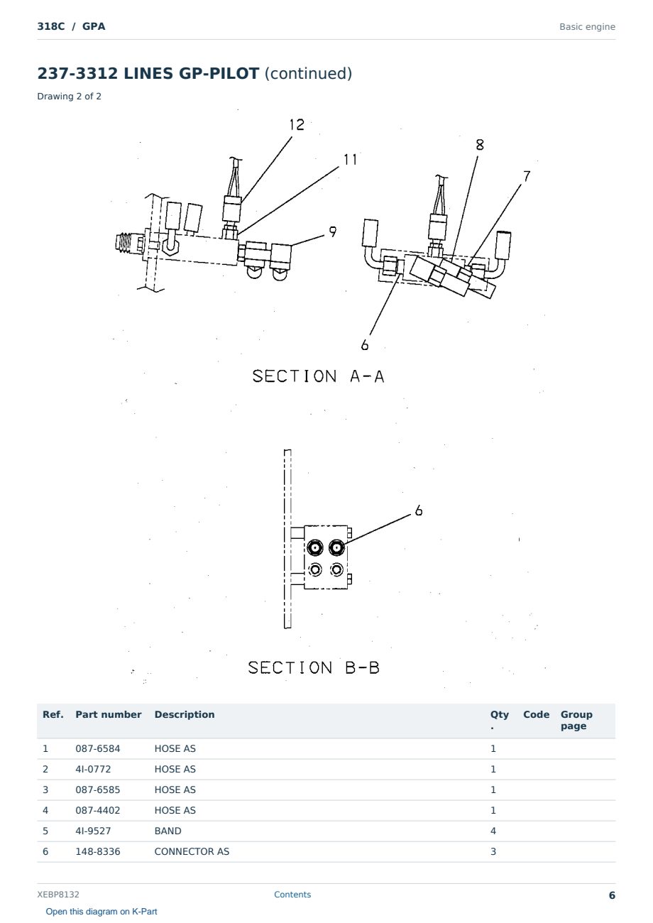 Caterpillar 318C S/N GPA Partsbook XEBP8132 (English) - sample page 6 of 8 Caterpillar 318C S/N GPA Partsbook XEBP8132 (English) - sample page 6 of 8