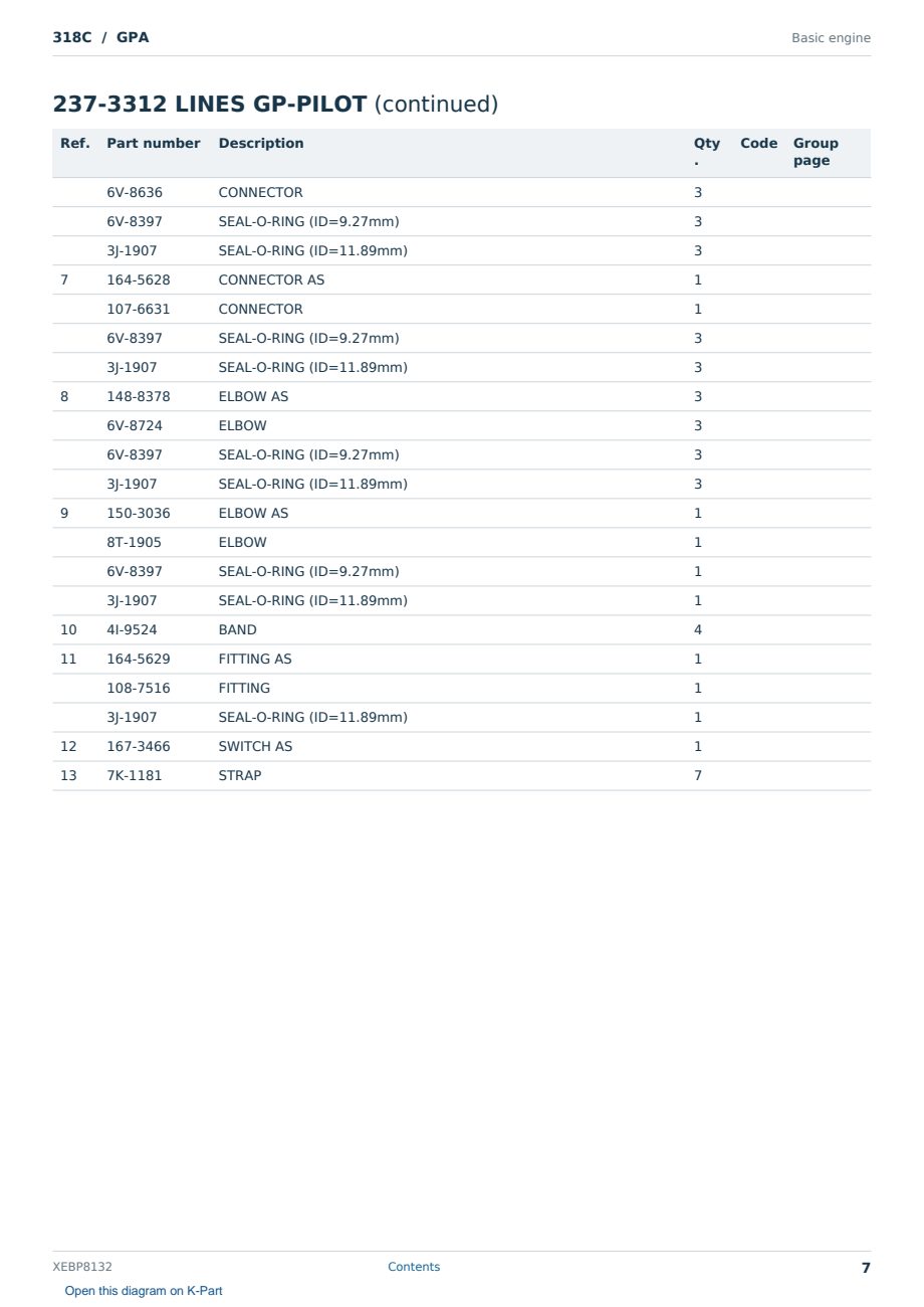 Caterpillar 318C S/N GPA Partsbook XEBP8132 (English) - sample page 7 of 8 Caterpillar 318C S/N GPA Partsbook XEBP8132 (English) - sample page 7 of 8
