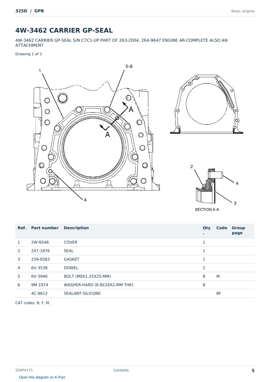 Caterpillar 325D S/N GPB Partsbook SEBP4375 (English) - sample page 5 of 10 Caterpillar 325D S/N GPB Partsbook SEBP4375 (English) - sample page 5 of 10