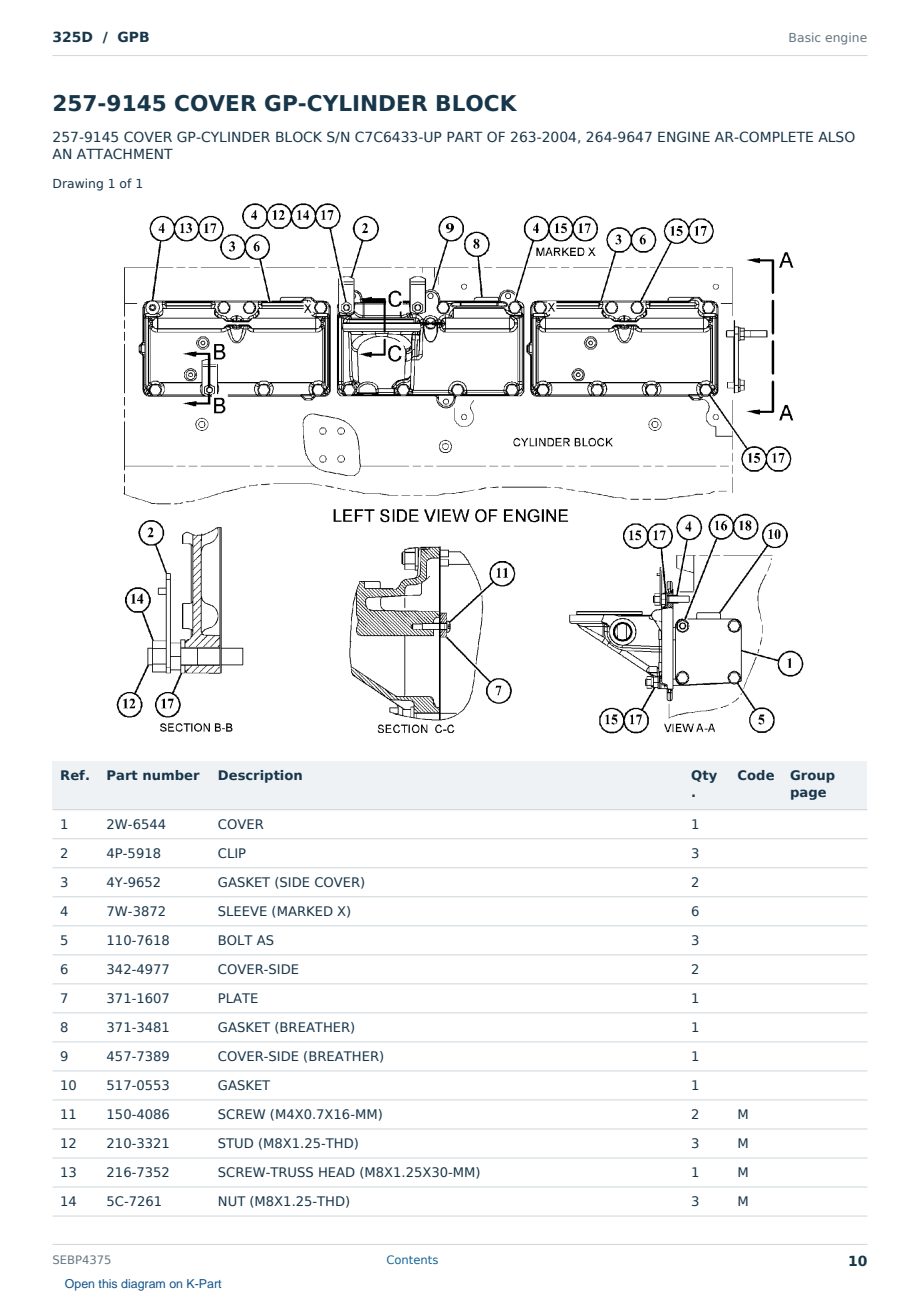 Caterpillar 325D S/N GPB Partsbook SEBP4375 (English) - sample page 10 of 10 Caterpillar 325D S/N GPB Partsbook SEBP4375 (English) - sample page 10 of 10