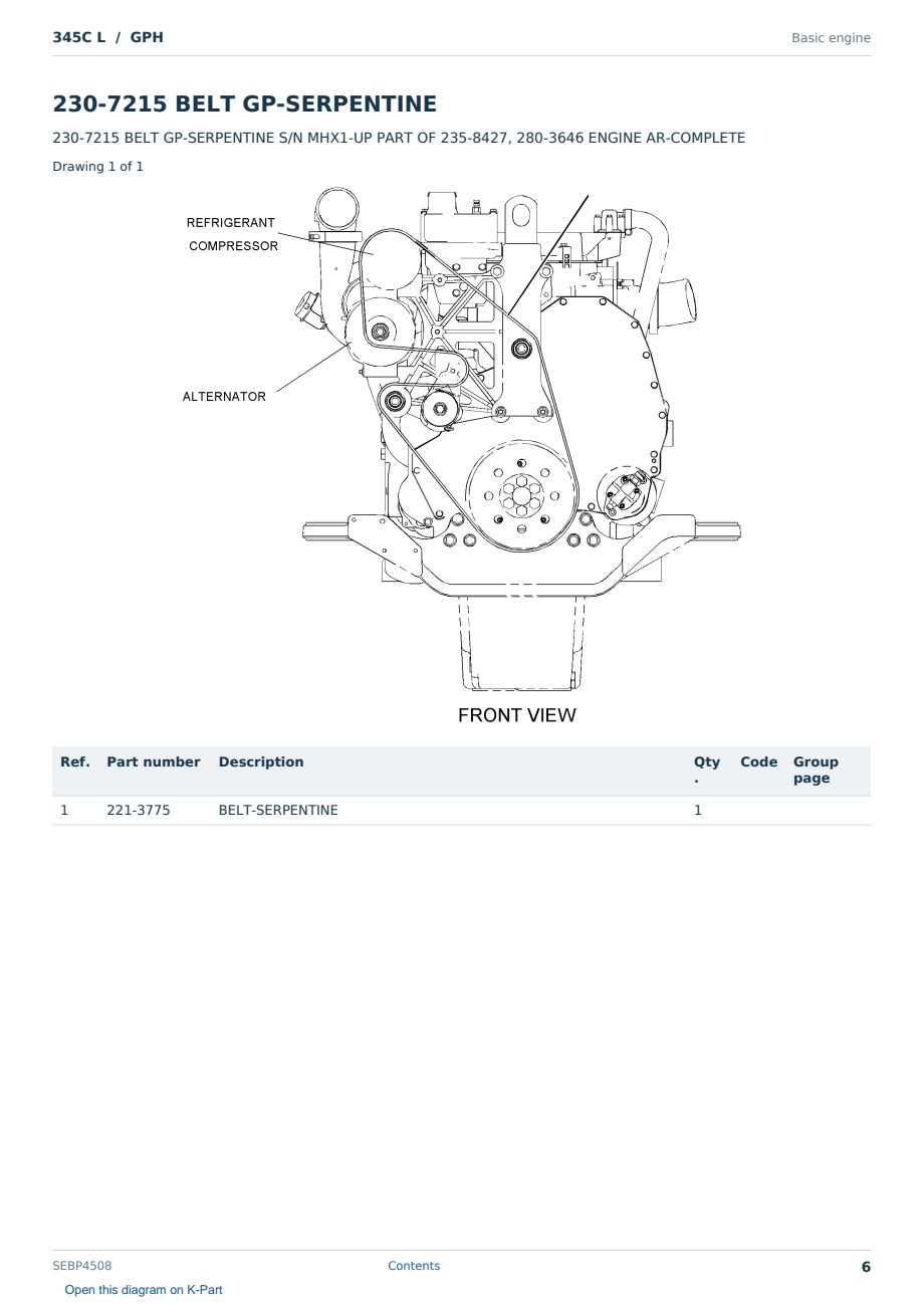 Caterpillar 345C L S/N GPH Partsbook SEBP4508 (English) - sample page 6 of 10 Caterpillar 345C L S/N GPH Partsbook SEBP4508 (English) - sample page 6 of 10
