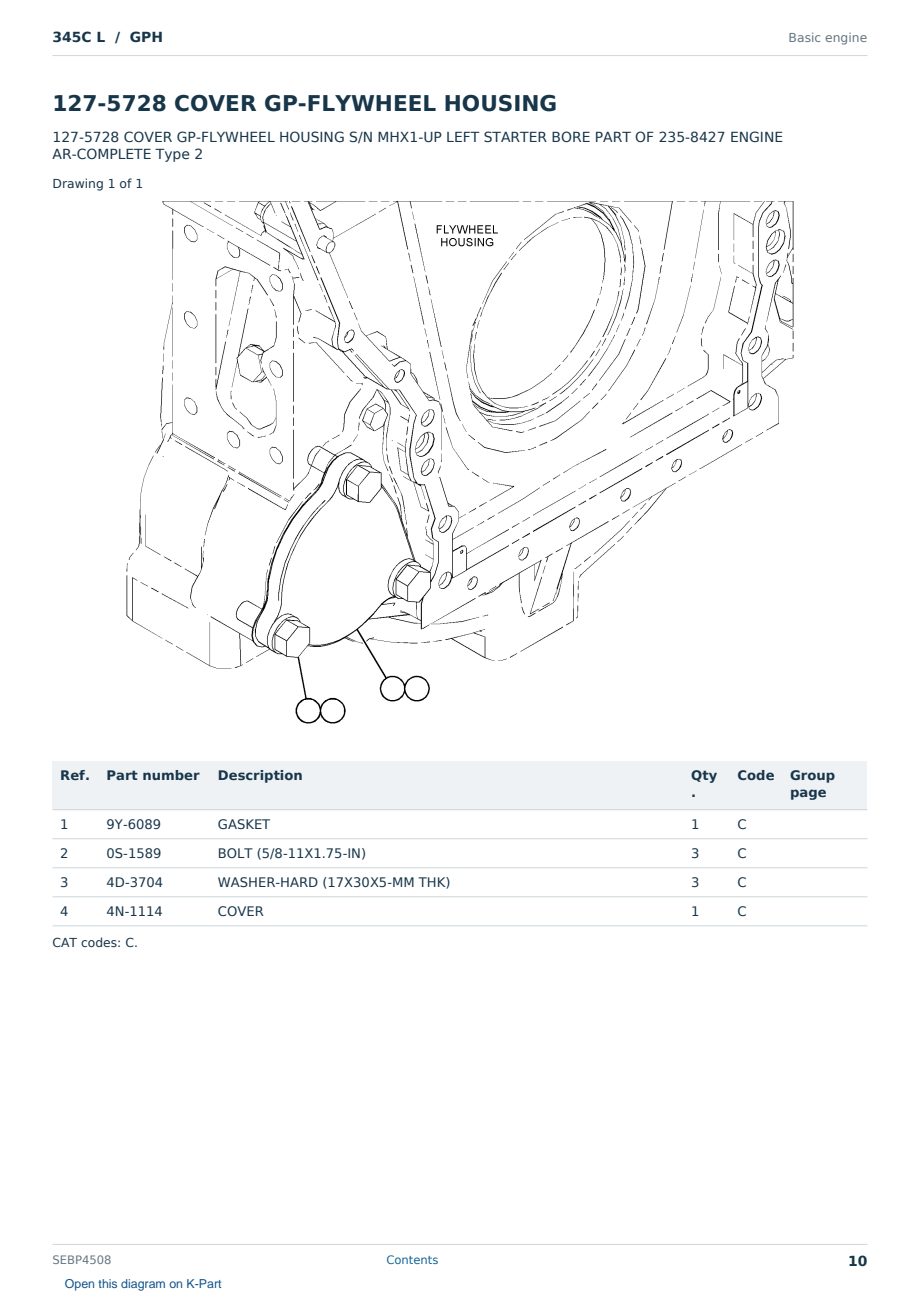 Caterpillar 345C L S/N GPH Partsbook SEBP4508 (English) - sample page 10 of 10 Caterpillar 345C L S/N GPH Partsbook SEBP4508 (English) - sample page 10 of 10