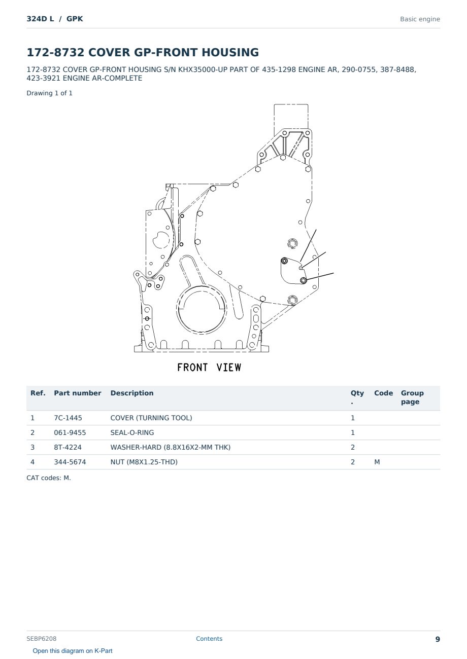 Caterpillar 324D L S/N GPK Partsbook SEBP6208 (English) - sample page 9 of 10 Caterpillar 324D L S/N GPK Partsbook SEBP6208 (English) - sample page 9 of 10