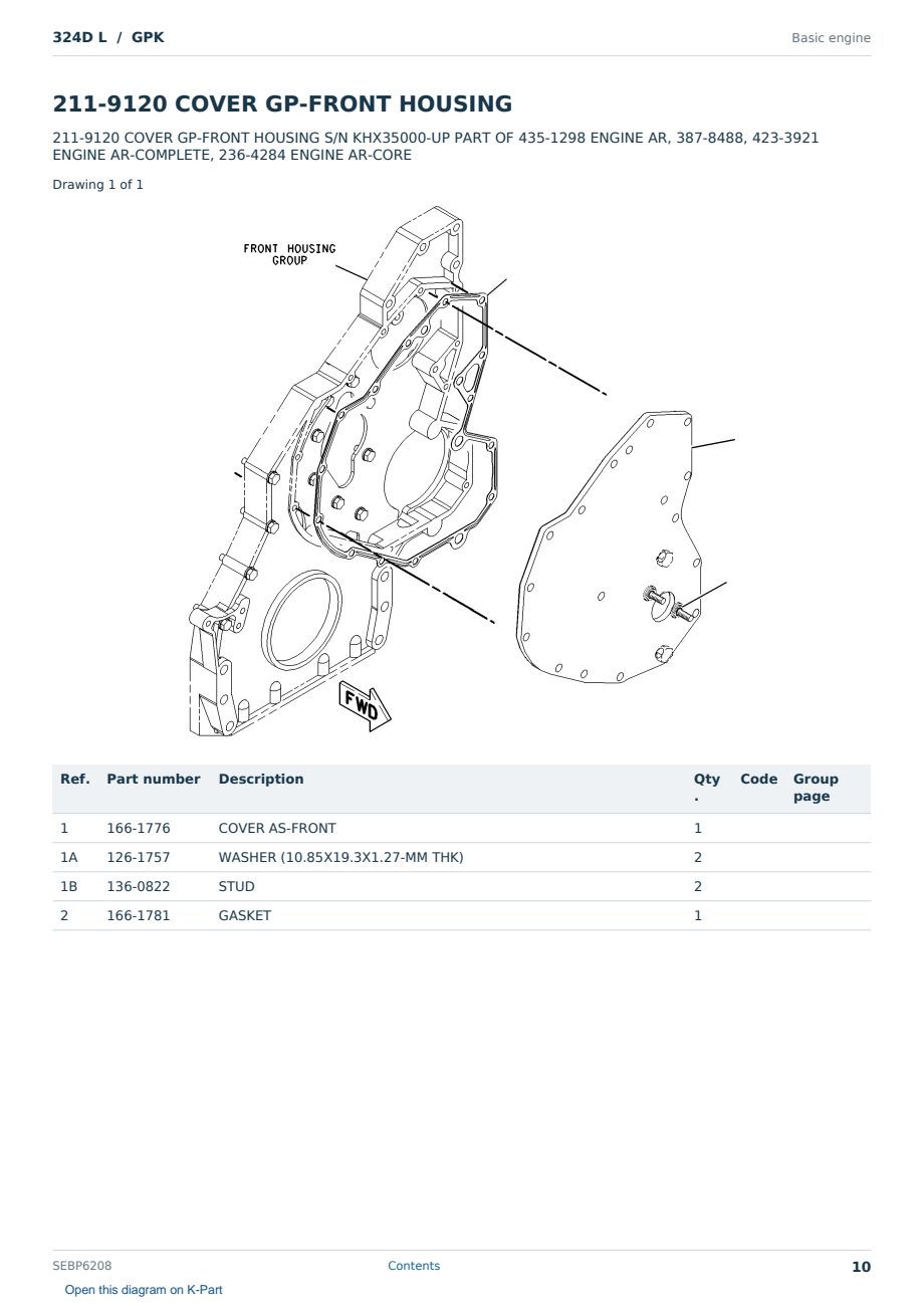 Caterpillar 324D L S/N GPK Partsbook SEBP6208 (English) - sample page 10 of 10 Caterpillar 324D L S/N GPK Partsbook SEBP6208 (English) - sample page 10 of 10