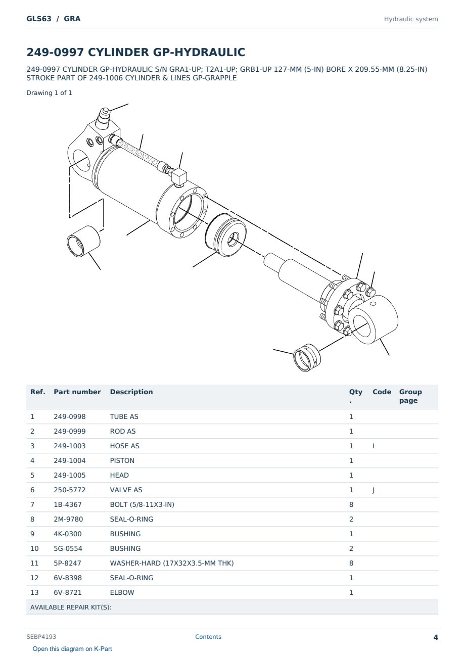 Caterpillar GLS63 S/N GRA Partsbook SEBP4193 (English) - sample page 4 of 10 Caterpillar GLS63 S/N GRA Partsbook SEBP4193 (English) - sample page 4 of 10