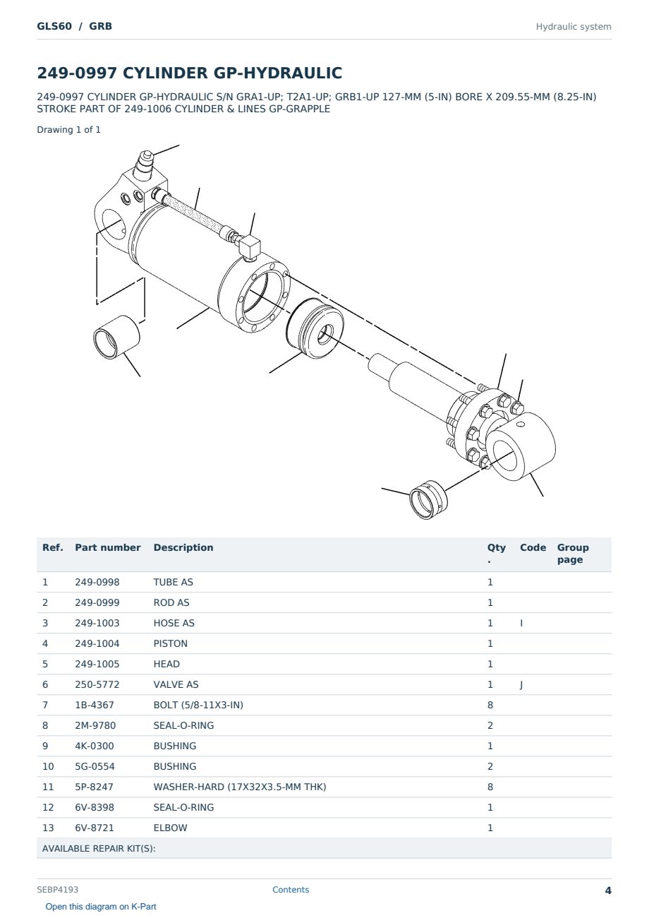 Caterpillar GLS60 S/N GRB Partsbook SEBP4193 (English) - sample page 4 of 10 Caterpillar GLS60 S/N GRB Partsbook SEBP4193 (English) - sample page 4 of 10