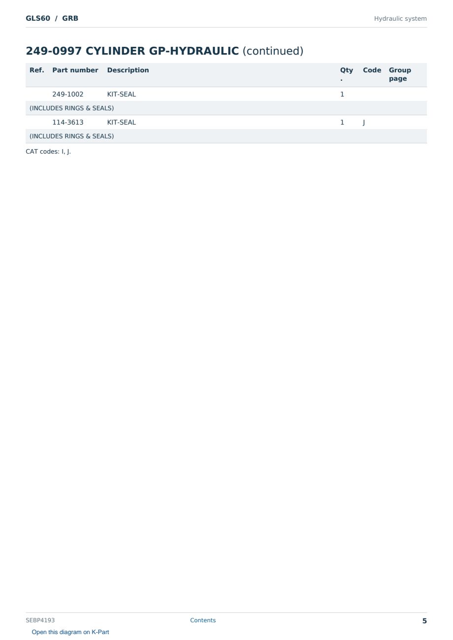 Caterpillar GLS60 S/N GRB Partsbook SEBP4193 (English) - sample page 5 of 10 Caterpillar GLS60 S/N GRB Partsbook SEBP4193 (English) - sample page 5 of 10