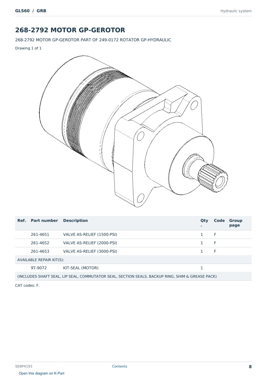 Caterpillar GLS60 S/N GRB Partsbook SEBP4193 (English) - sample page 8 of 10 Caterpillar GLS60 S/N GRB Partsbook SEBP4193 (English) - sample page 8 of 10