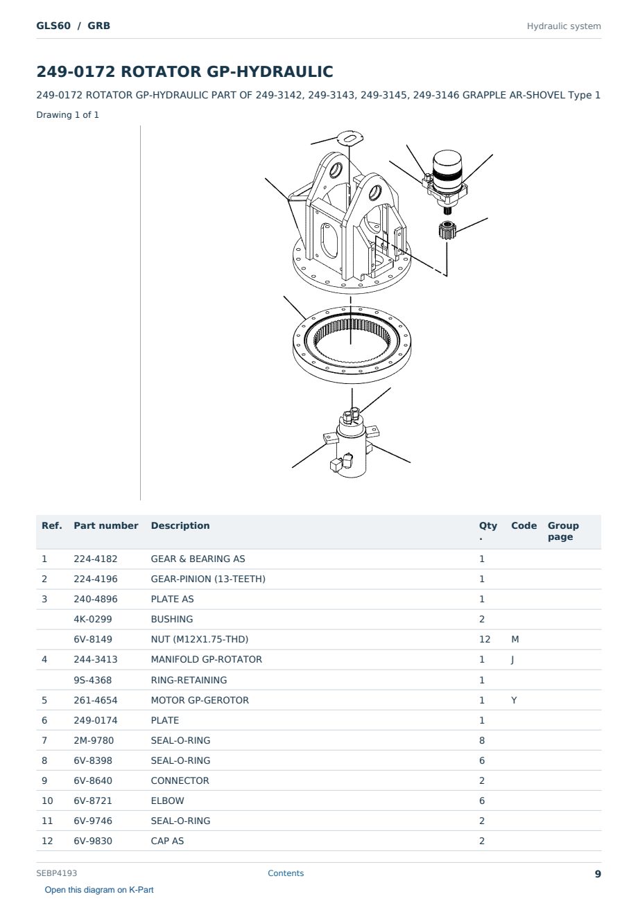 Caterpillar GLS60 S/N GRB Partsbook SEBP4193 (English) - sample page 9 of 10 Caterpillar GLS60 S/N GRB Partsbook SEBP4193 (English) - sample page 9 of 10