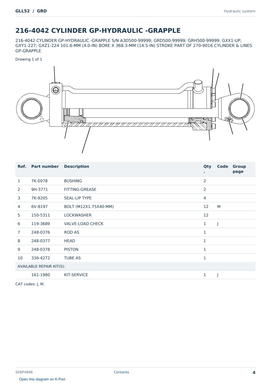 Caterpillar GLL52 S/N GRD Partsbook SEBP4896 (English) - sample page 4 of 10 Caterpillar GLL52 S/N GRD Partsbook SEBP4896 (English) - sample page 4 of 10