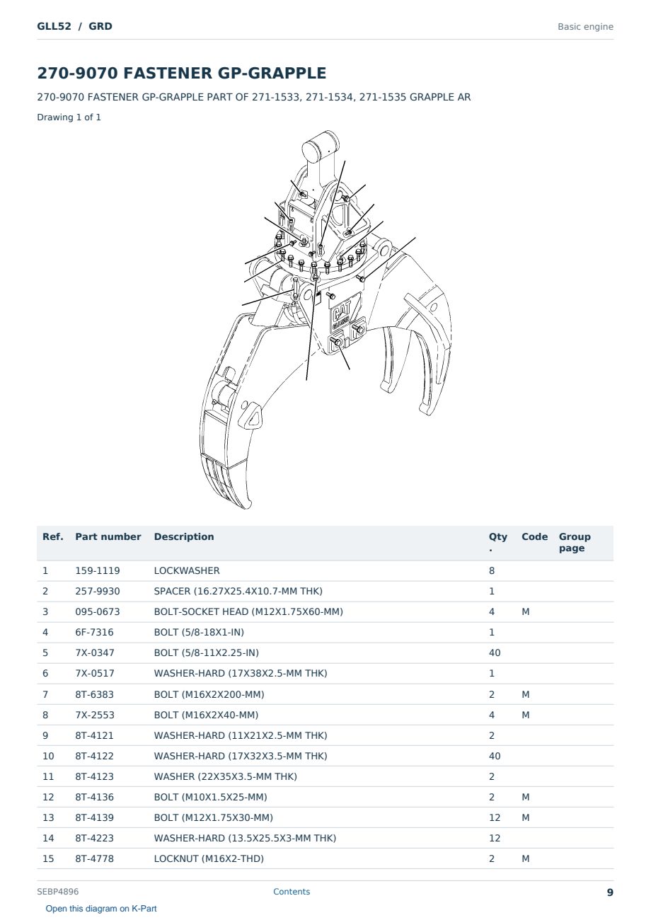 Caterpillar GLL52 S/N GRD Partsbook SEBP4896 (English) - sample page 9 of 10 Caterpillar GLL52 S/N GRD Partsbook SEBP4896 (English) - sample page 9 of 10