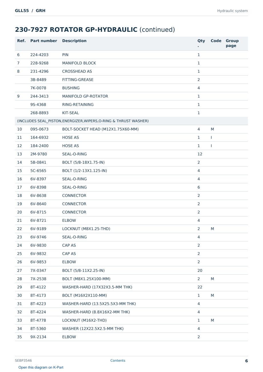Caterpillar GLL55 S/N GRH Partsbook SEBP3546 (English) - sample page 6 of 10 Caterpillar GLL55 S/N GRH Partsbook SEBP3546 (English) - sample page 6 of 10