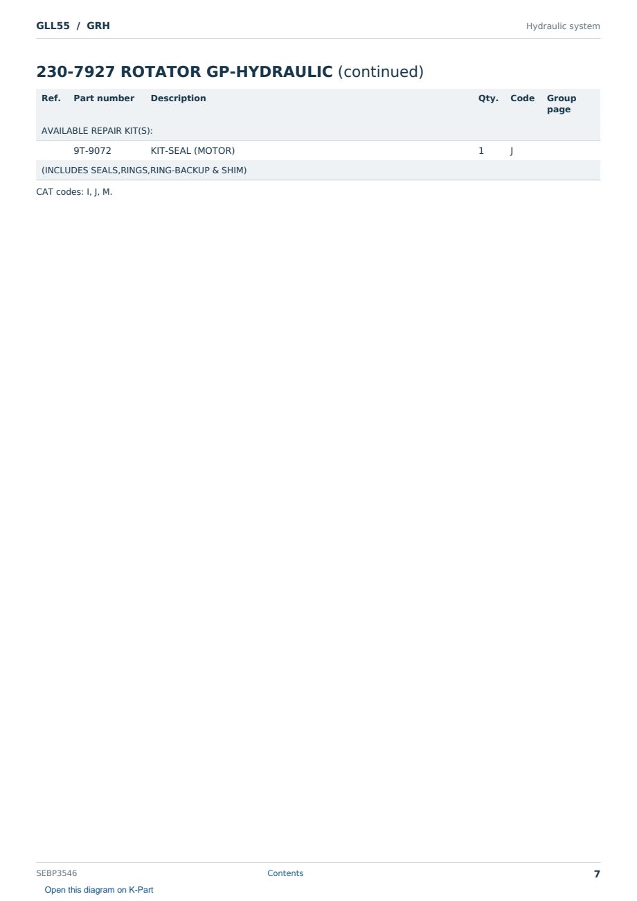 Caterpillar GLL55 S/N GRH Partsbook SEBP3546 (English) - sample page 7 of 10 Caterpillar GLL55 S/N GRH Partsbook SEBP3546 (English) - sample page 7 of 10